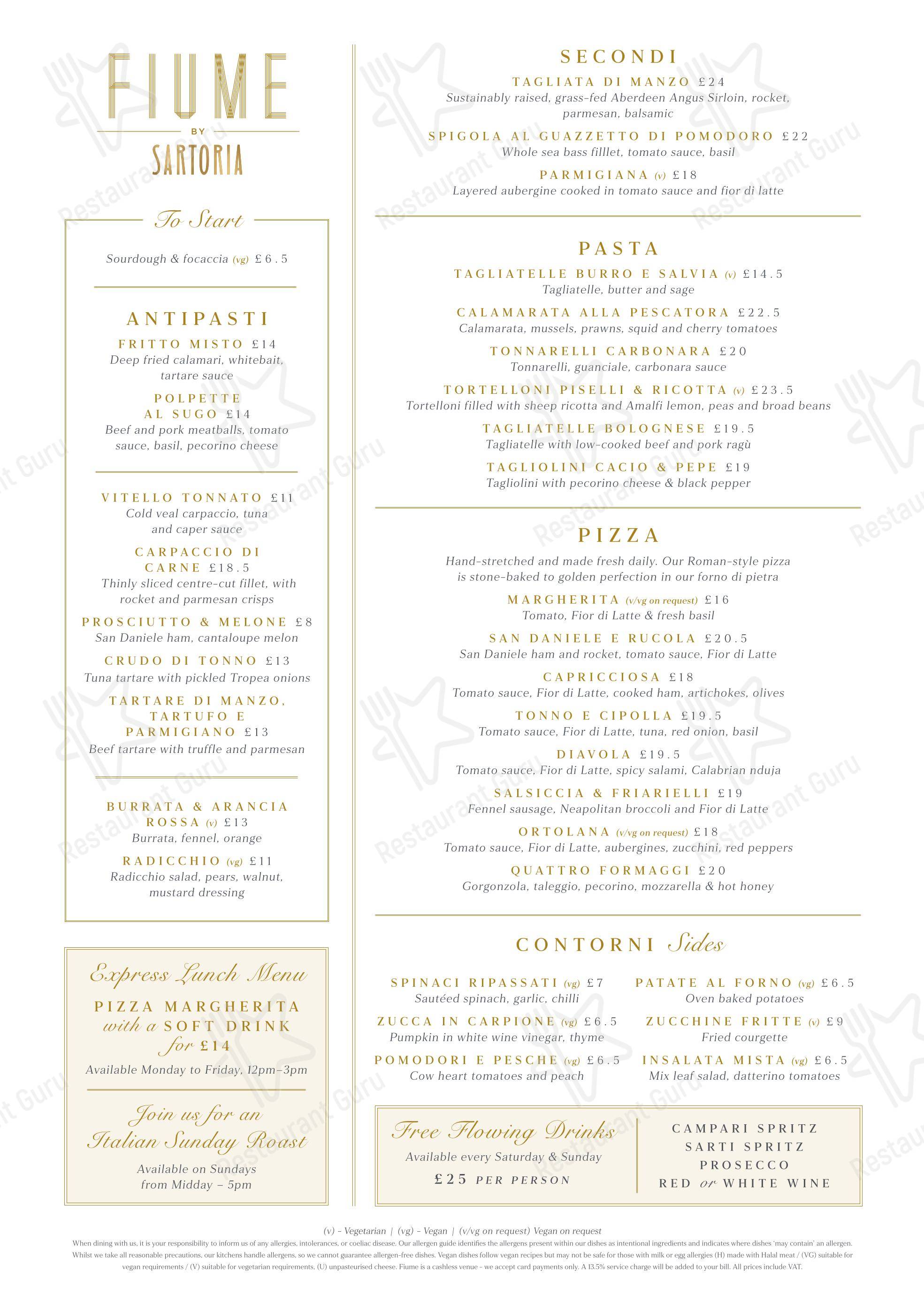 OUR MENU паба и бара Fiume