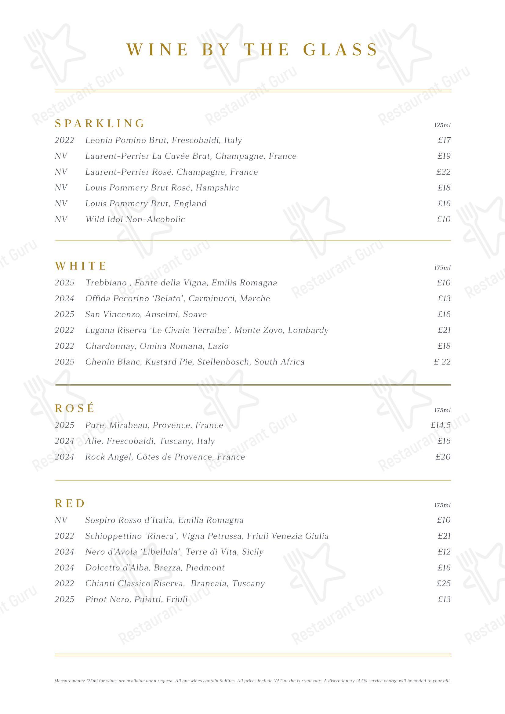Group Booking Menu паба и бара Fiume в Лондоне