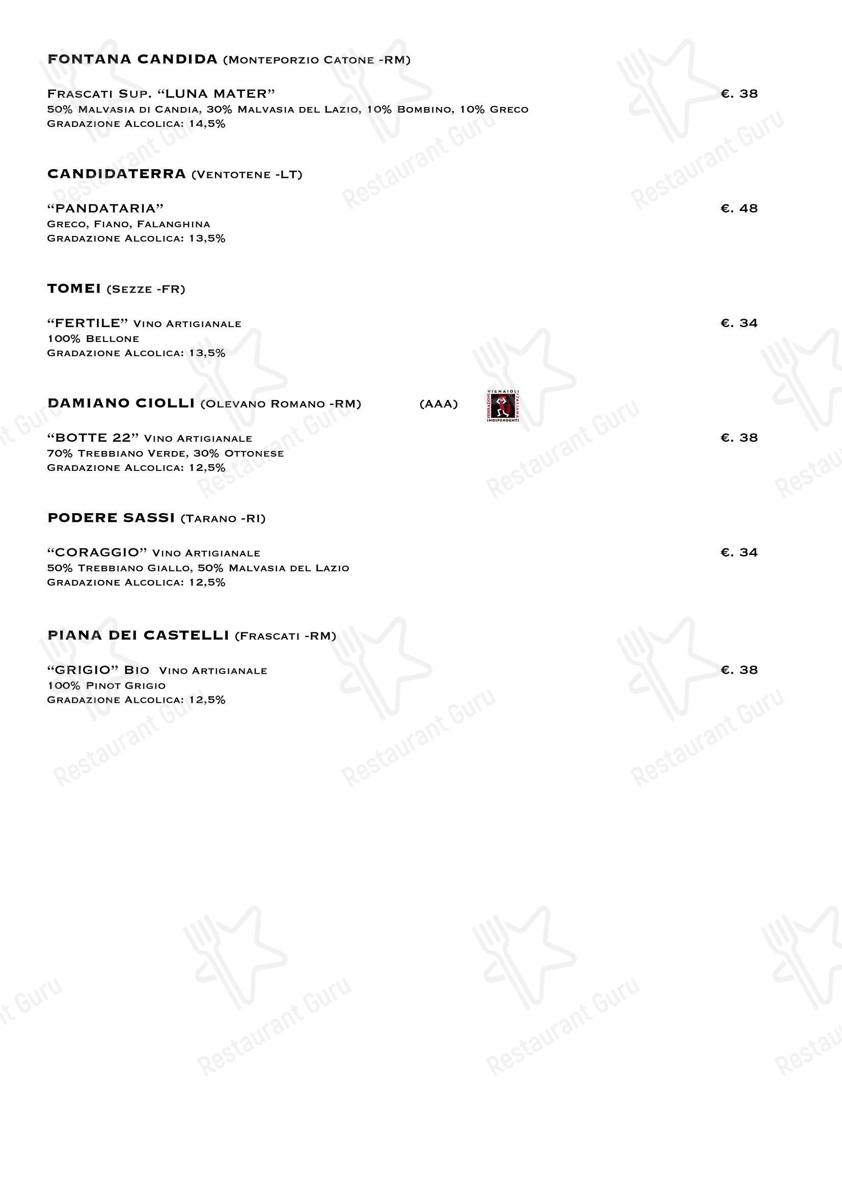 Меню напитков ресторана Matermatuta