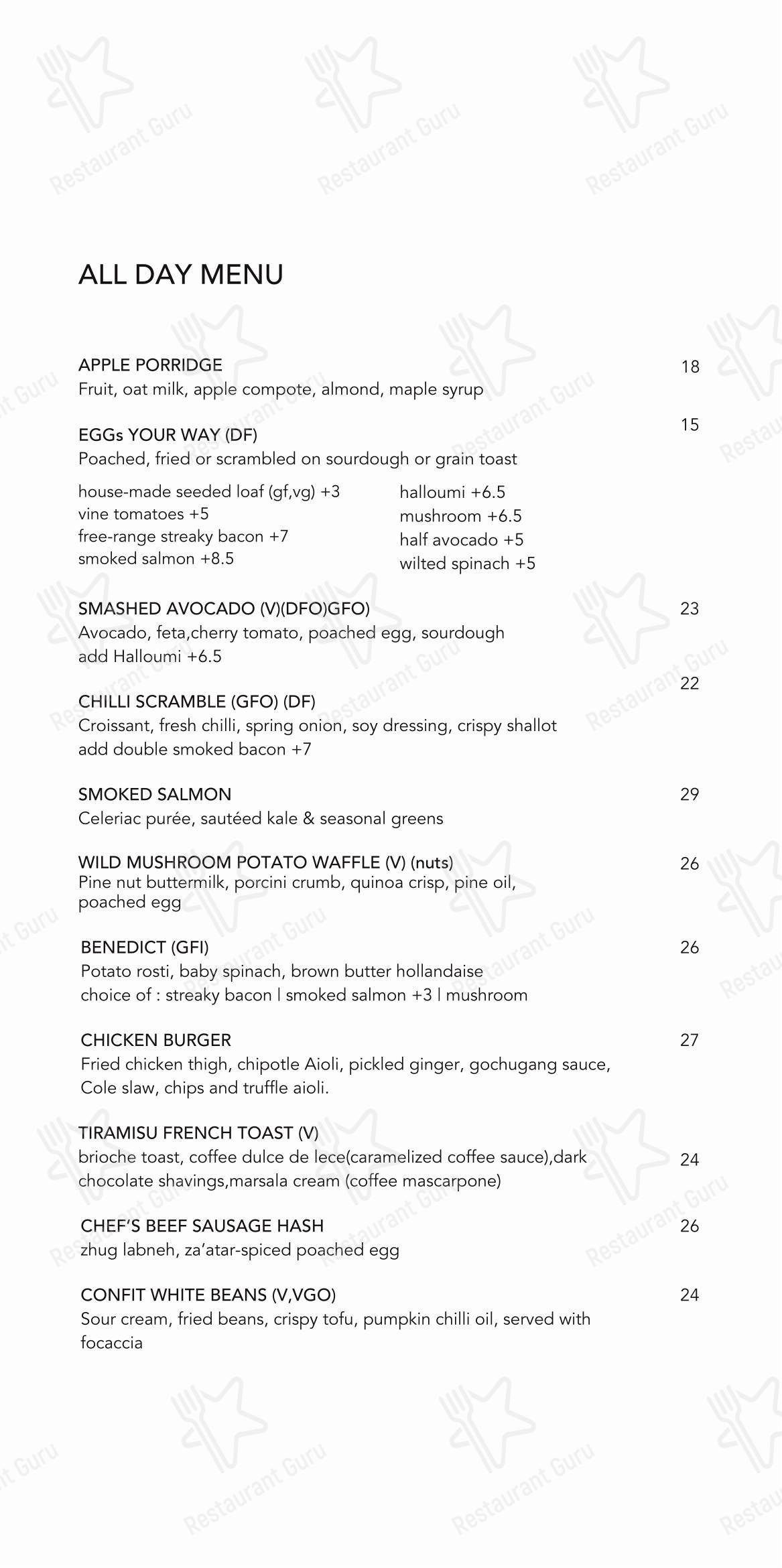 Меню кафе Spectra Cafe - 菜单