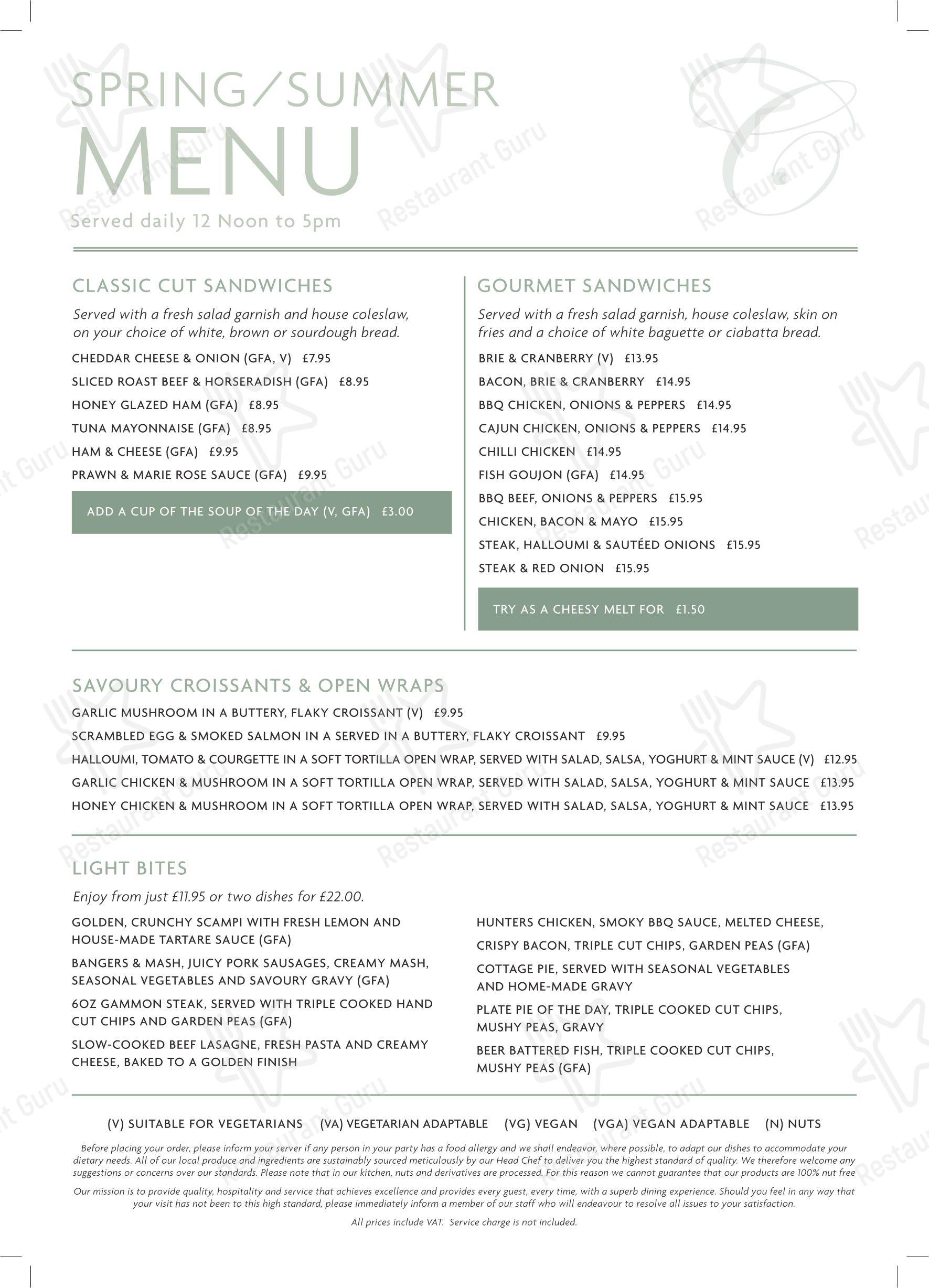 Меню ресторана The Cadeby Pub & Restaurant - Меню