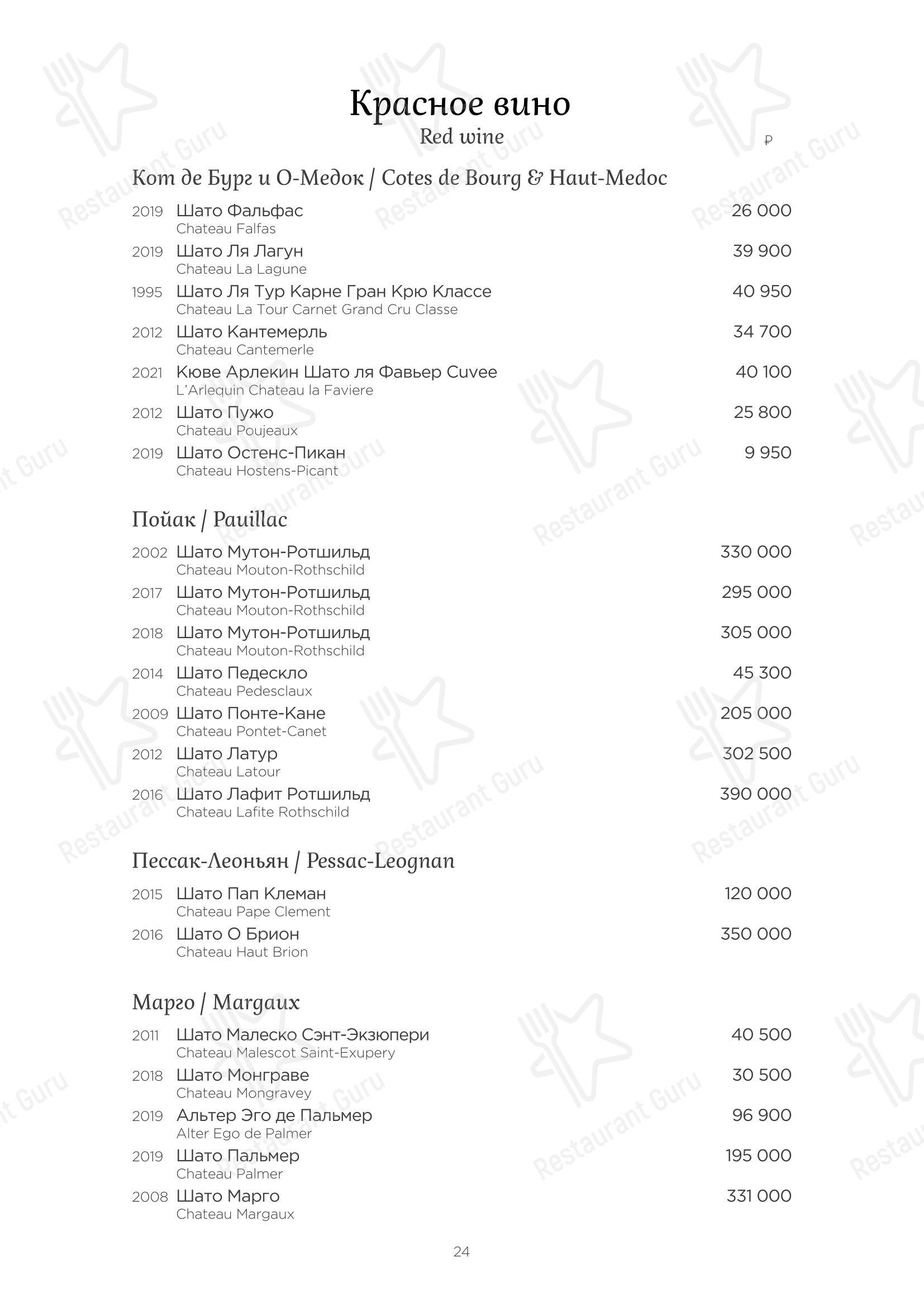 Table Menu ресторана Турандот в Москве