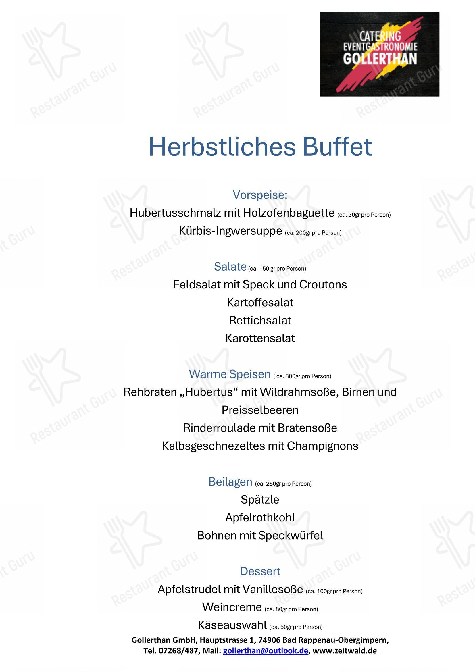 Меню напитков ресторана Zeitwald Bad Rappenau