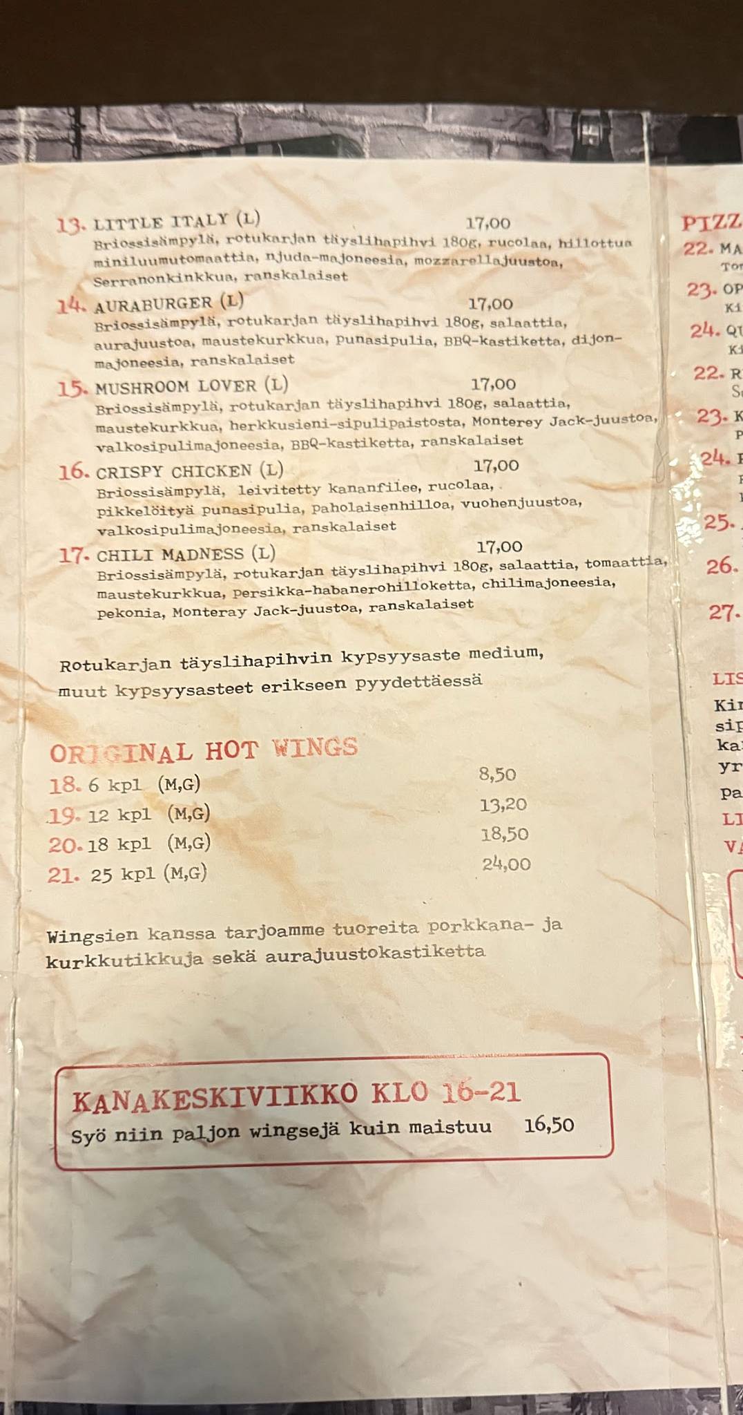 pubi.fi меню