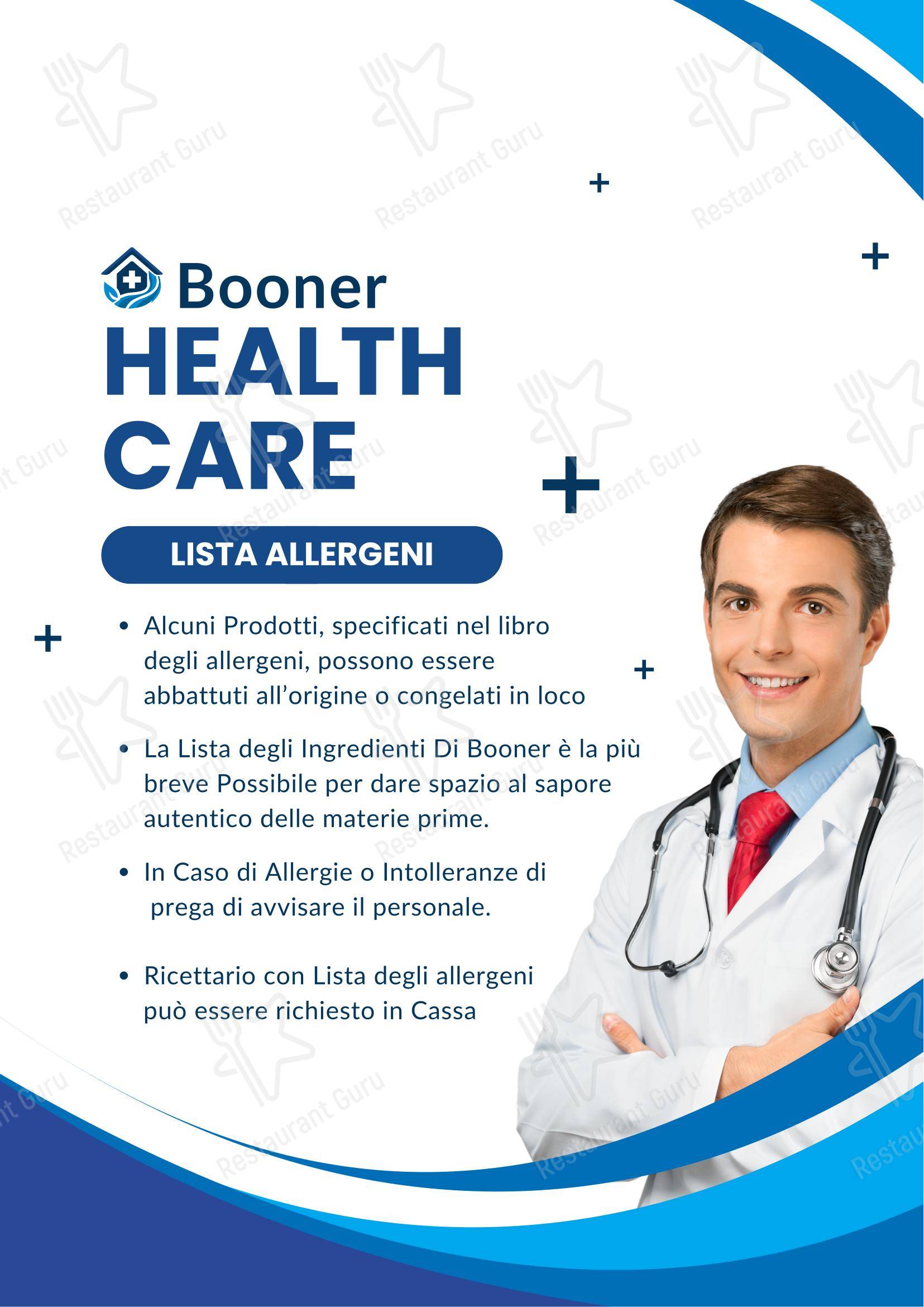 Меню ресторана Booner By Oh Dog! в Риме
