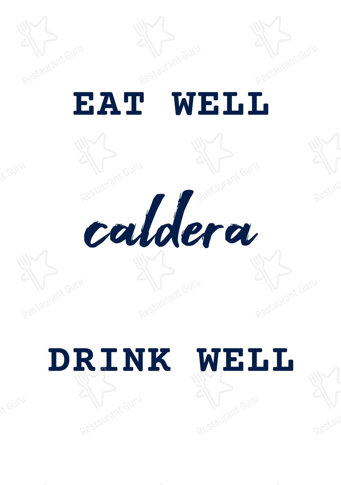 菜单 паба и бара Caldera в Лондоне