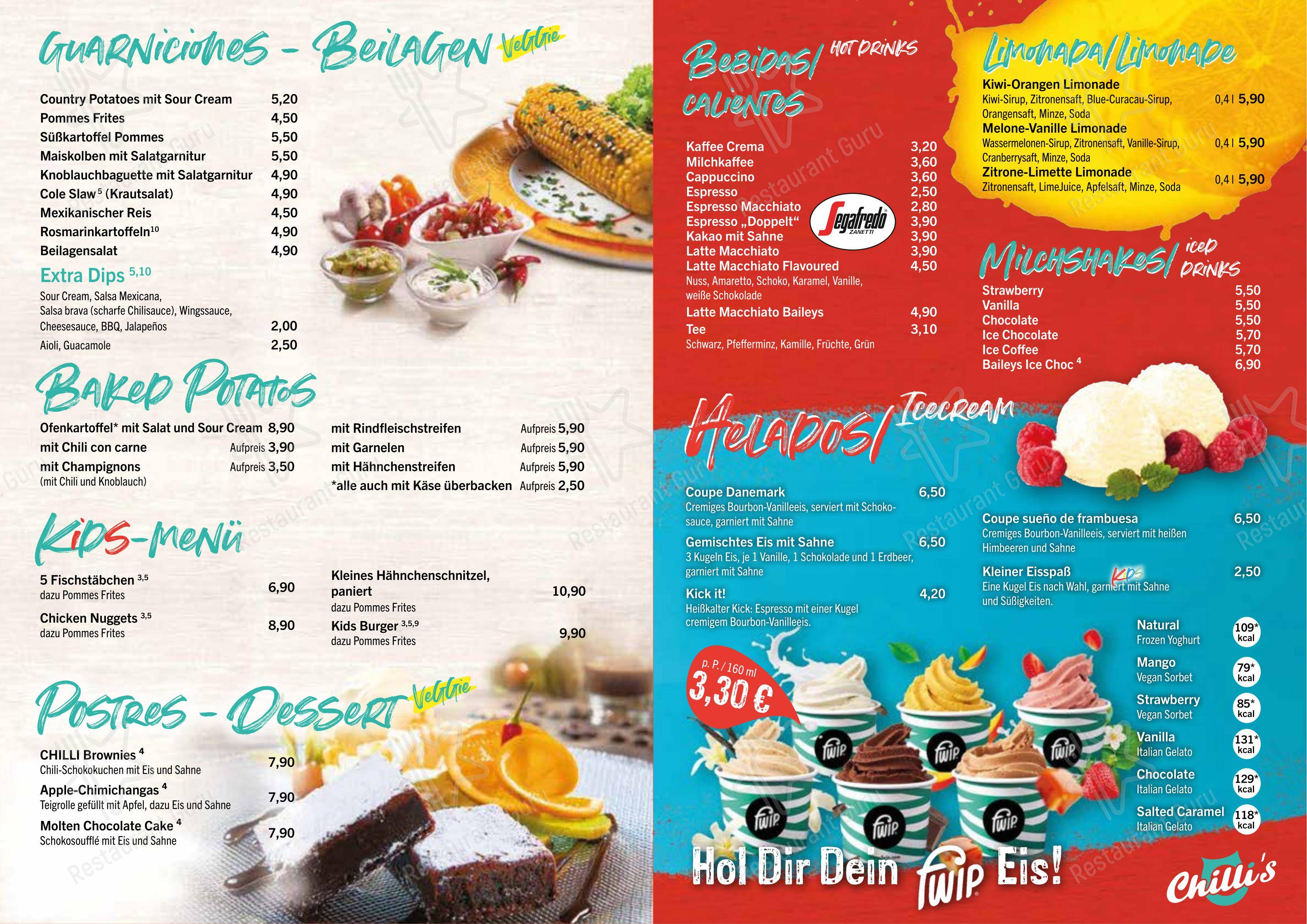 Меню ресторана Chilli's Roth Mexican Restaurant y Bar - 菜单