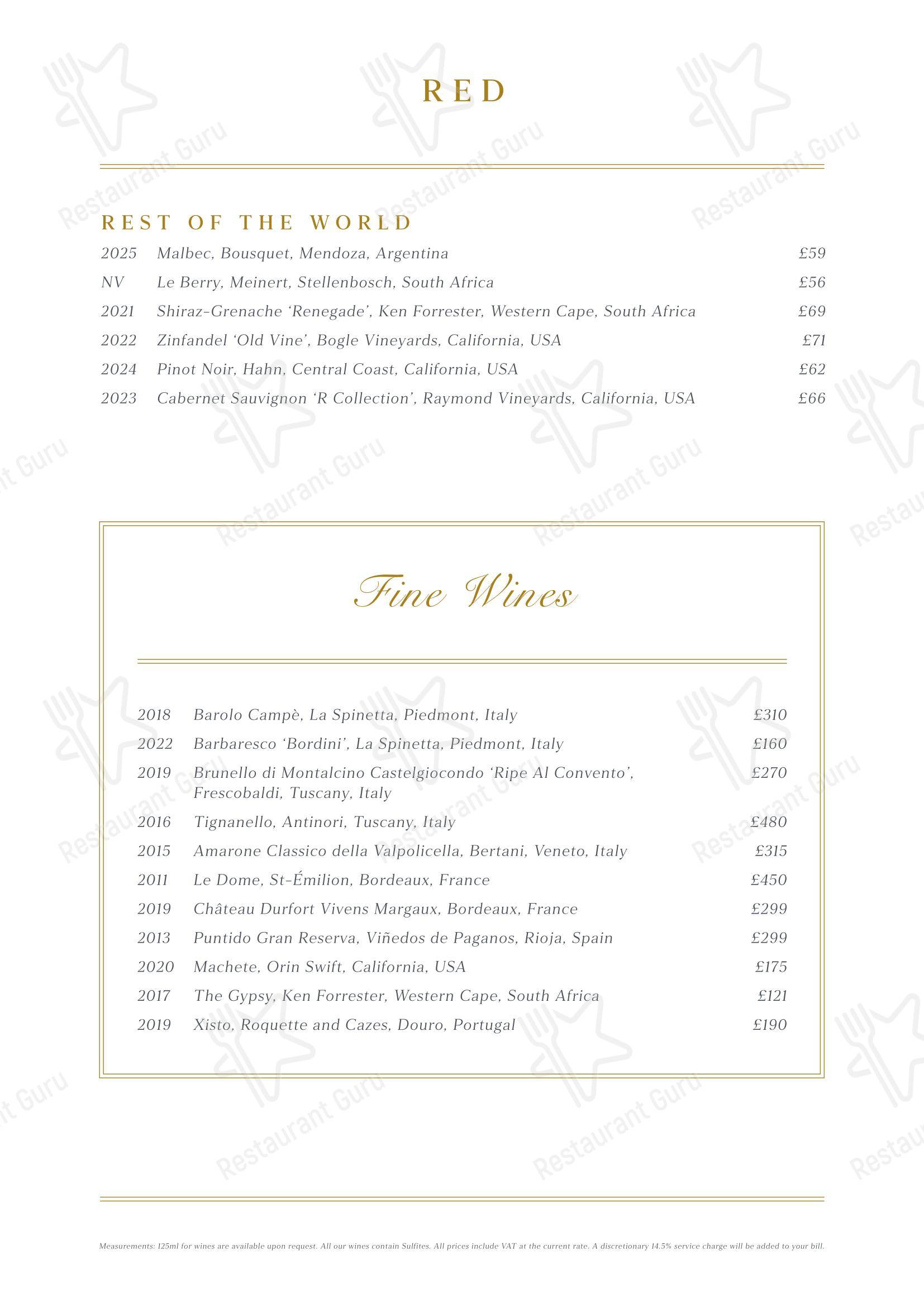 Fiume в Лондоне - Group Booking Menu