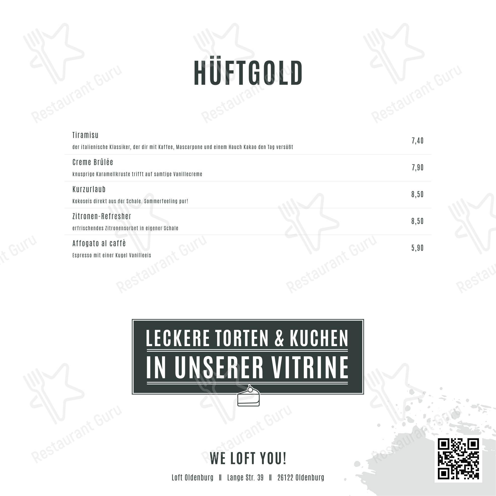 Меню паба и бара Loft Oldenburg - Меню