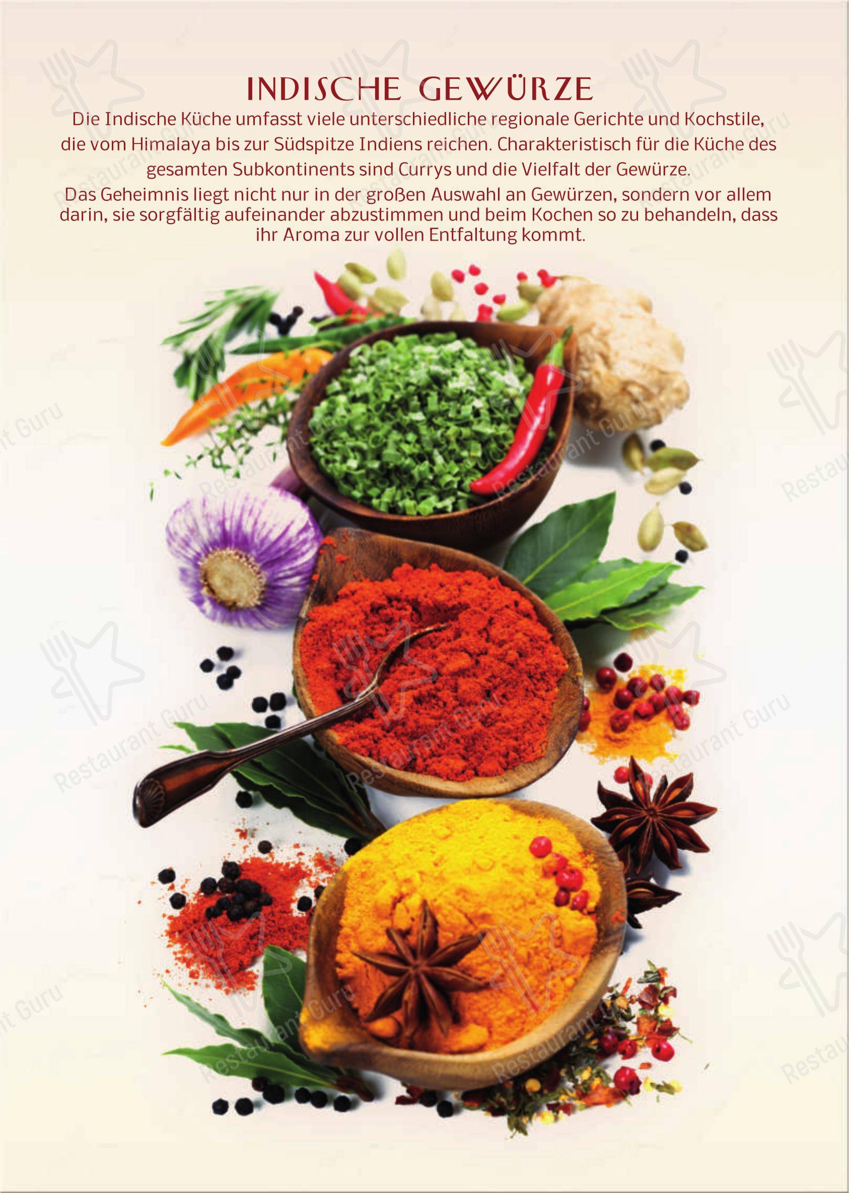 Меню ресторана Maharaja Roding indisches Restaurant - Меню