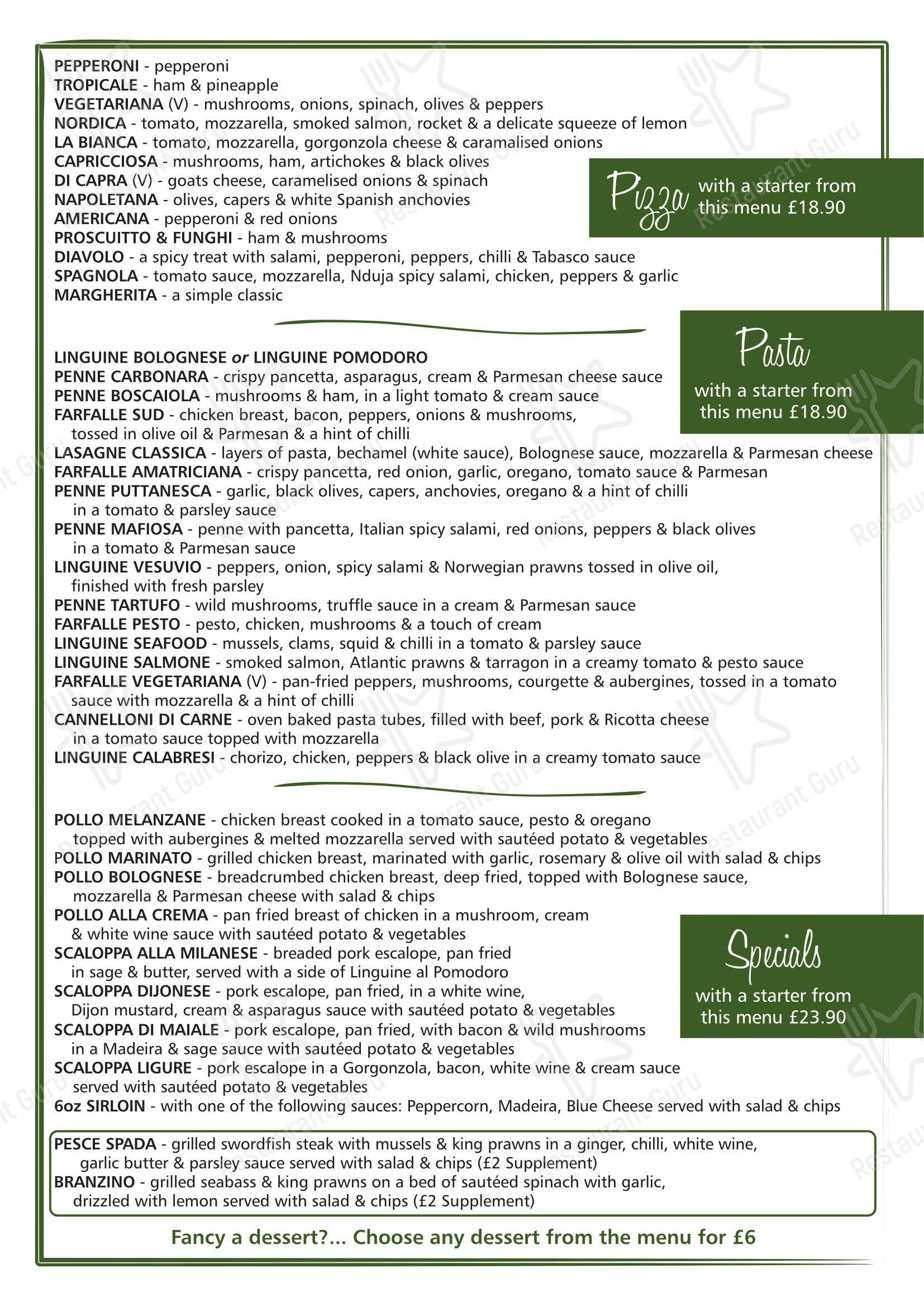 Меню Prima Pizzeria - еда и напитки