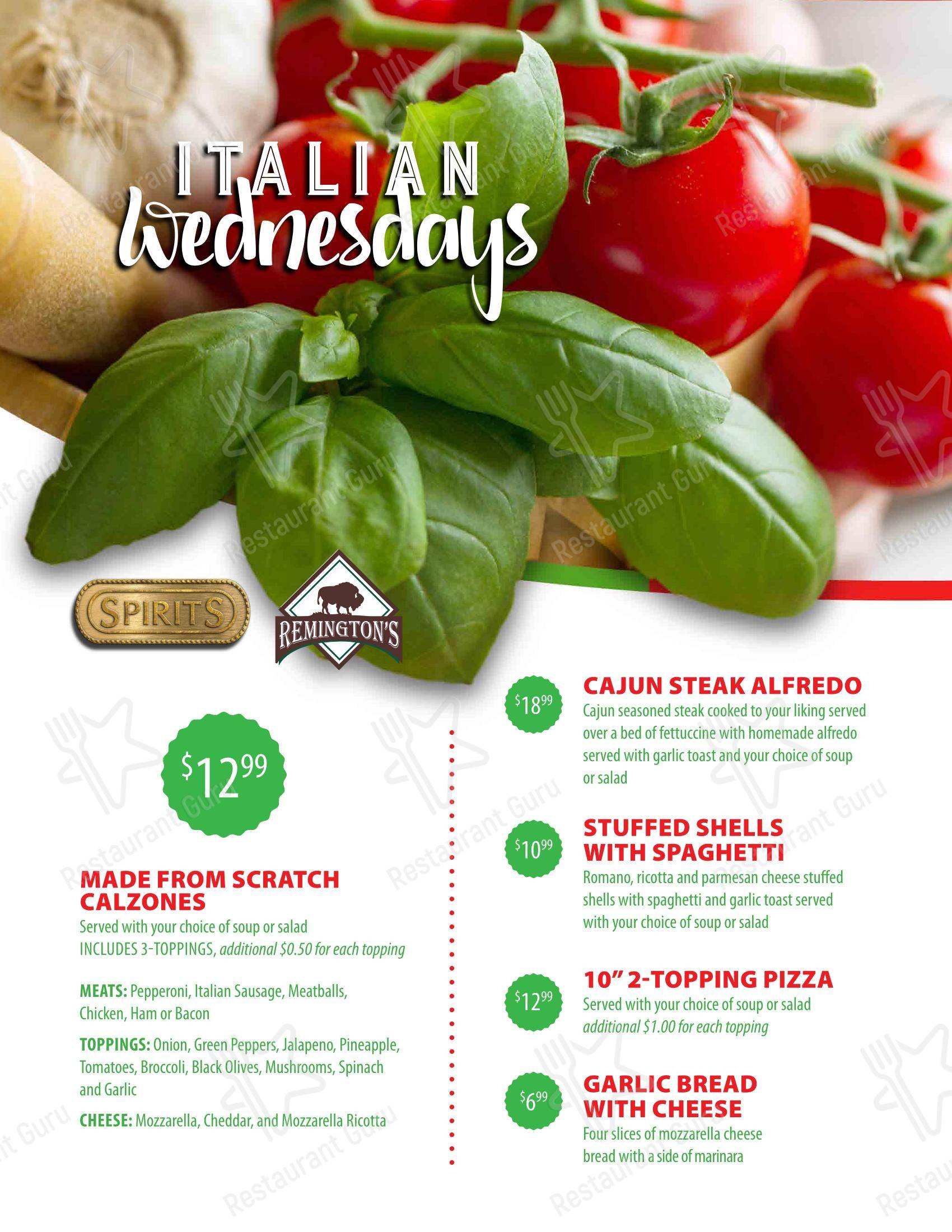 Коктейльная карта ресторана Remington Restaurant в Каспере