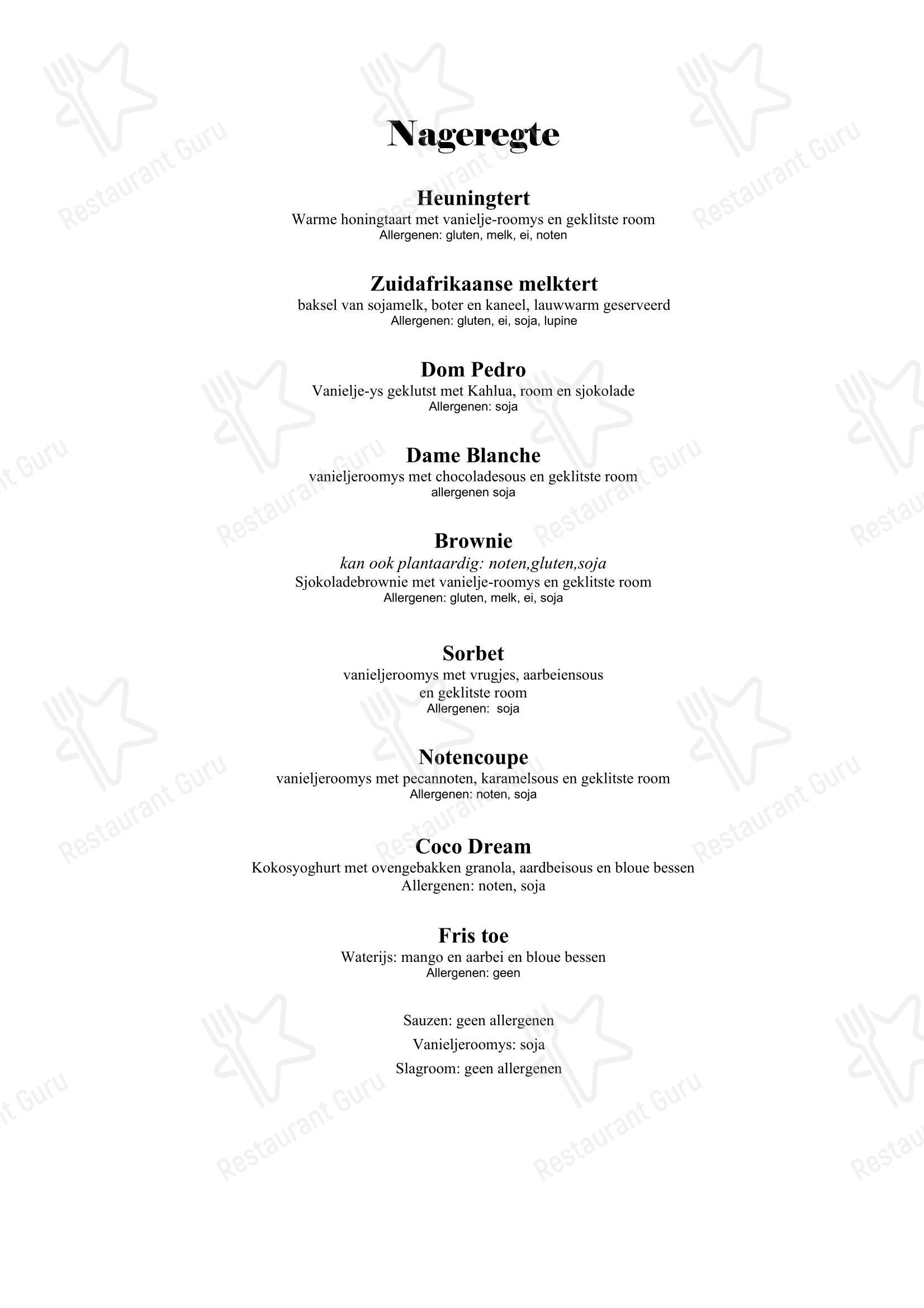 Lunch Menu ресторана Restaurant AAP