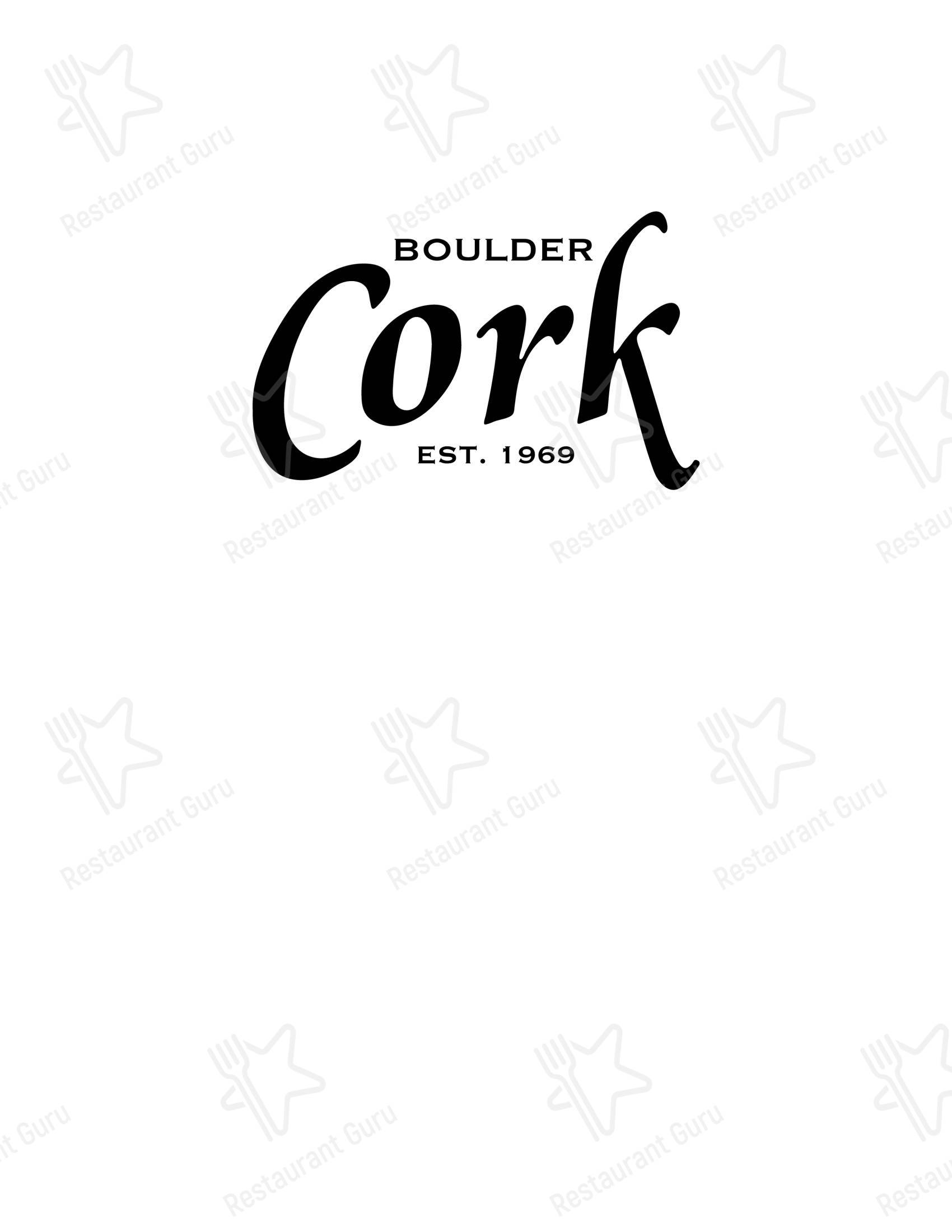 Lunch Menu стейк хауса The Boulder Cork в Боулдере