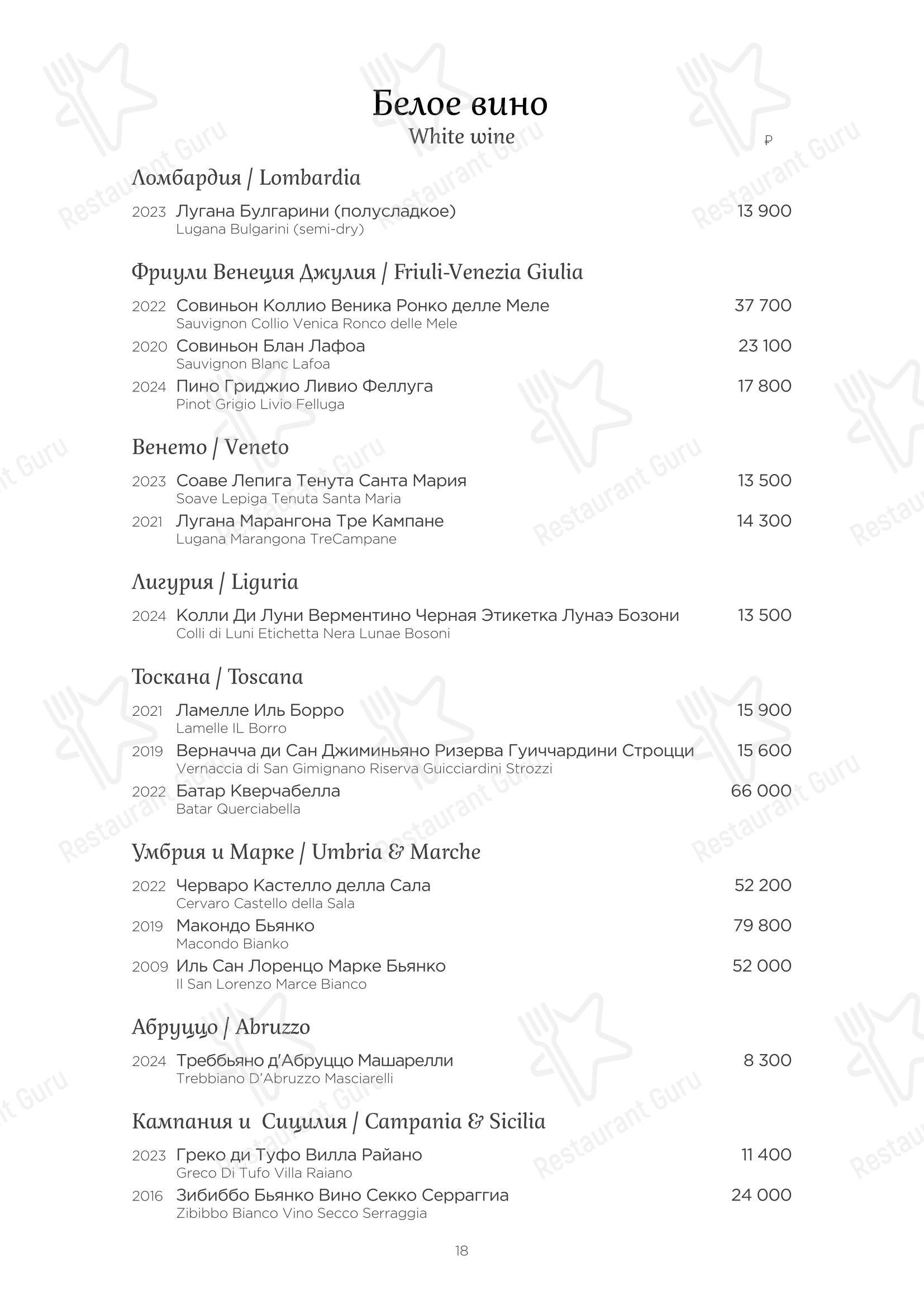 Table Menu ресторана Турандот в Москве