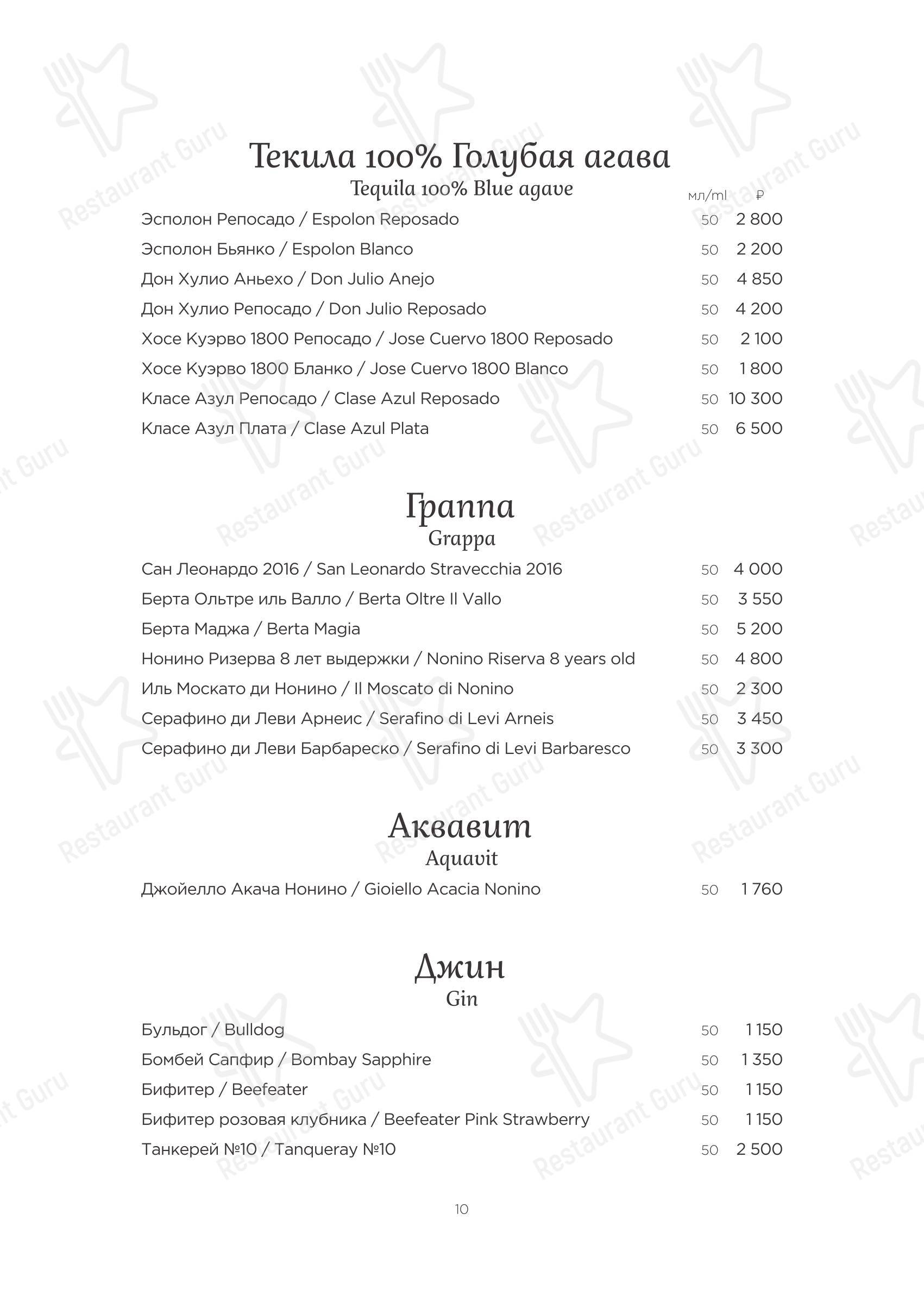 Buffet Menu ресторана Турандот в Москве
