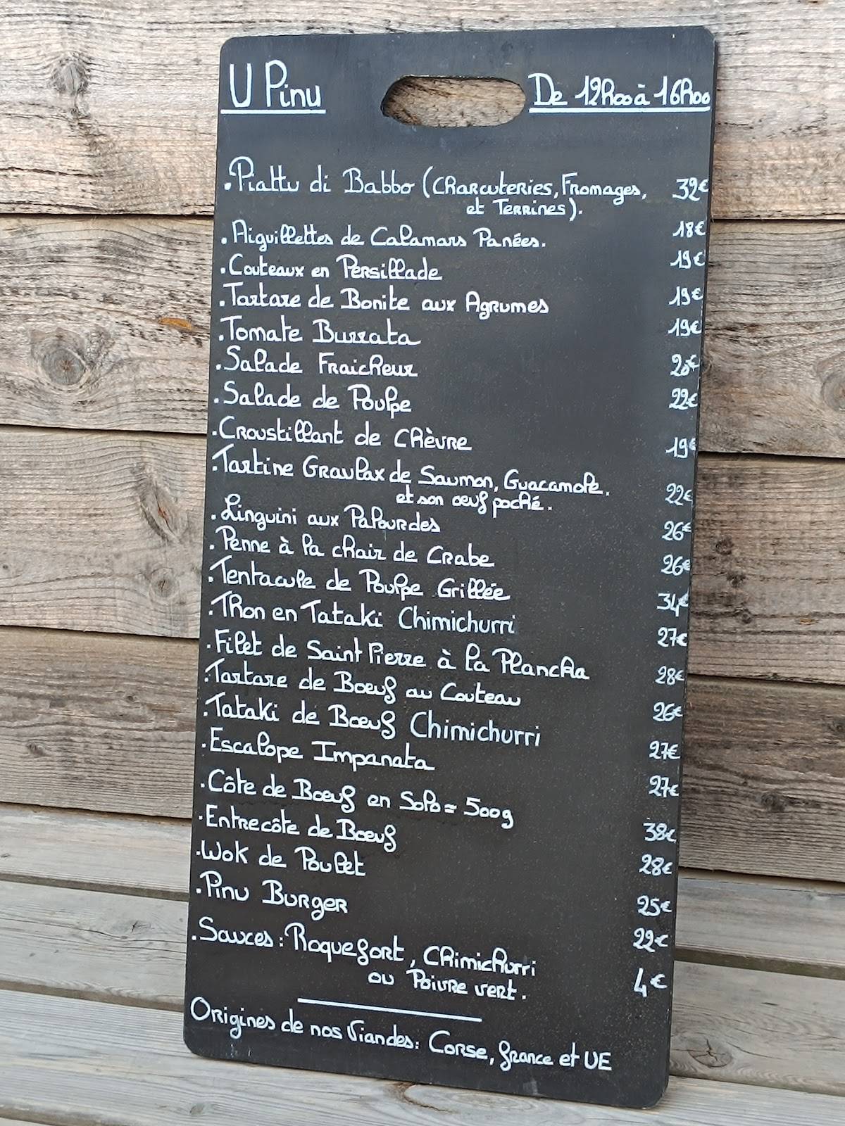 restaurant U PINU меню