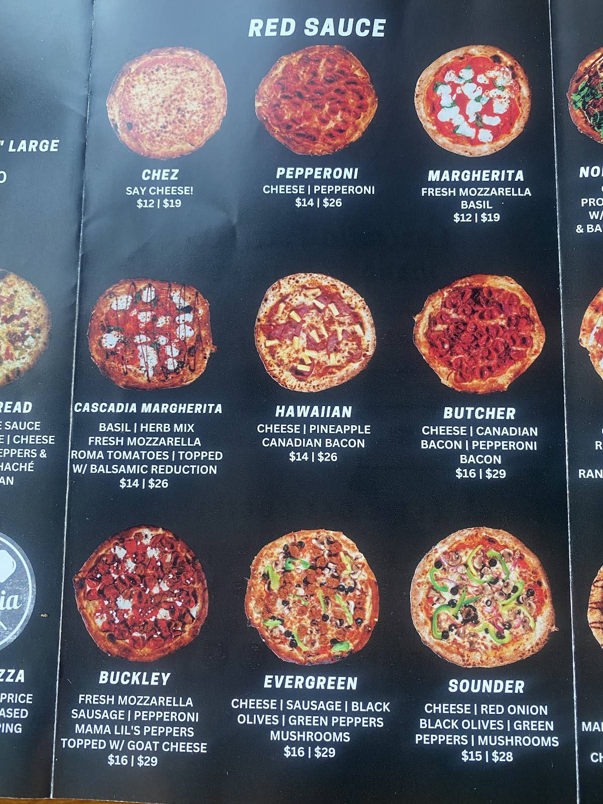 Cascadia Pizza Co. меню