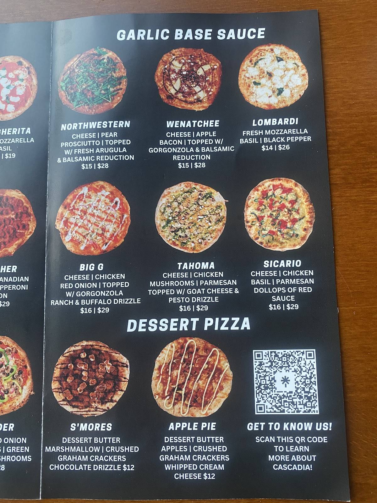 Cascadia Pizza Co. меню