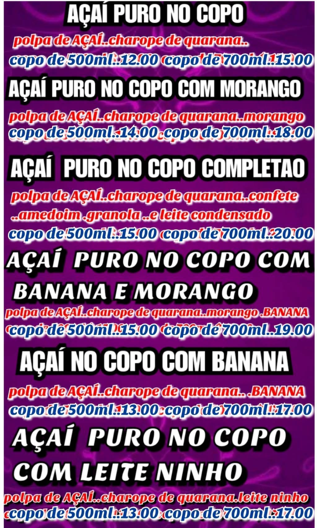 Açai Divino меню