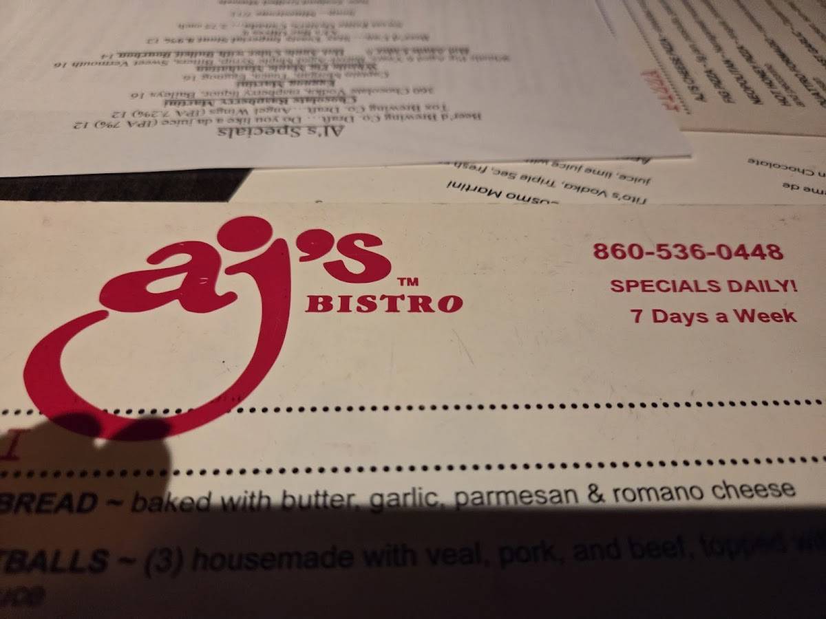AJ's Bistro меню