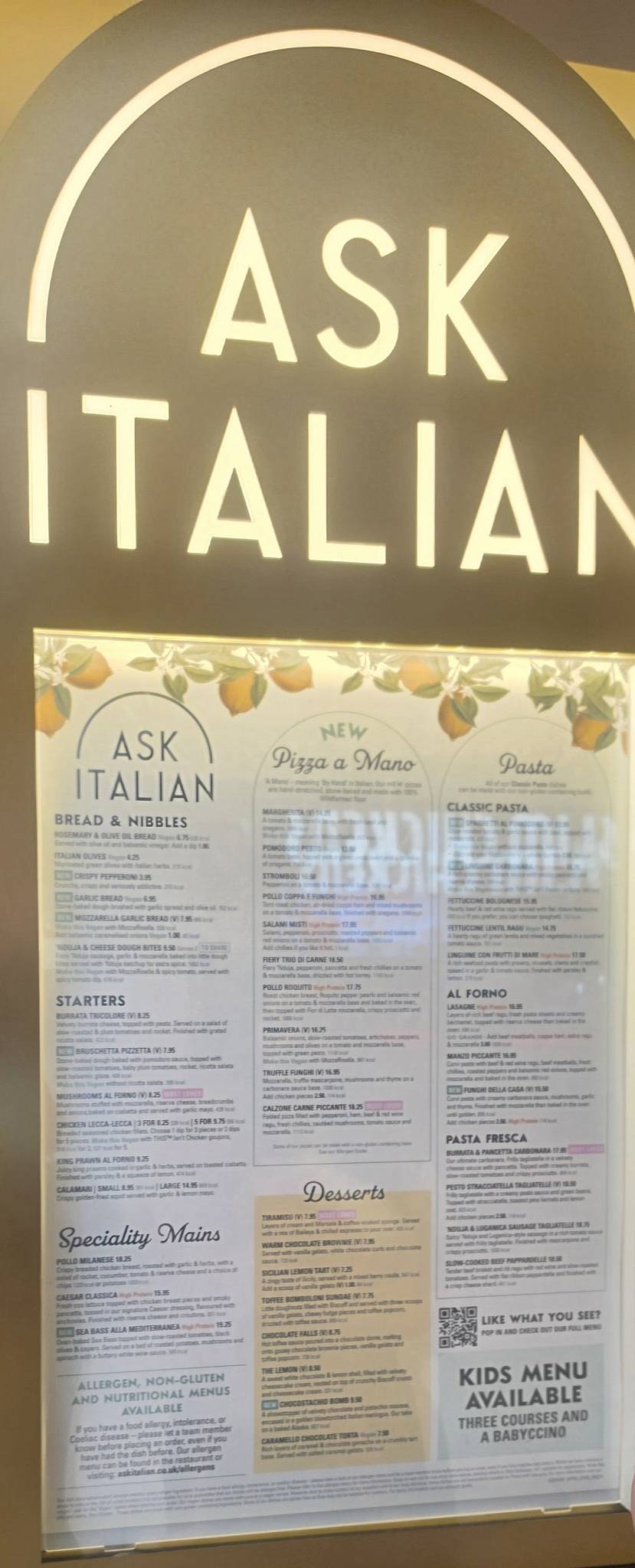 ASK Italian - Gateshead меню