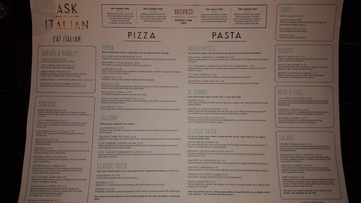 ASK Italian меню