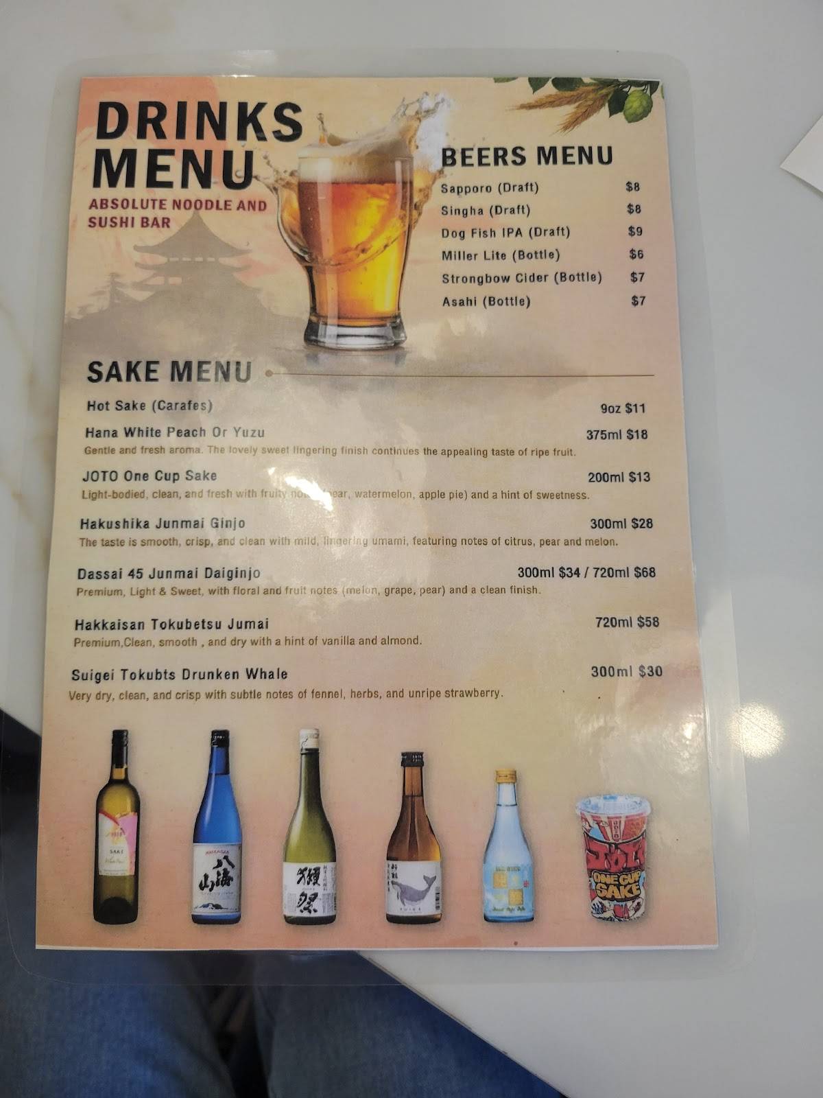 Absolute Noodle and Sushi Bar меню