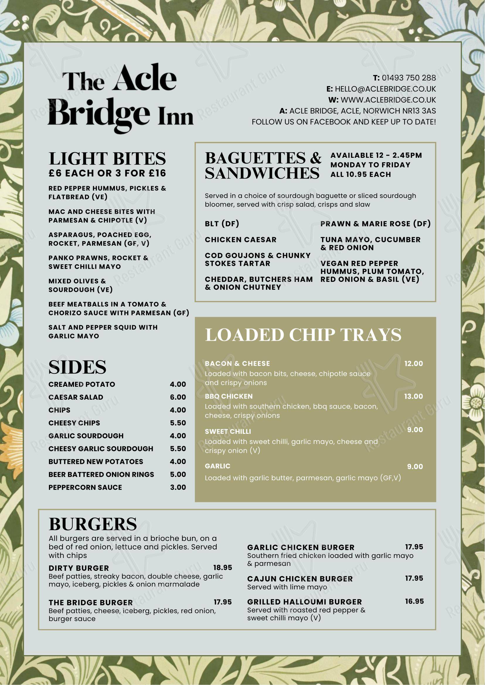 Acle Bridge Inn в Акле - Меню напитков