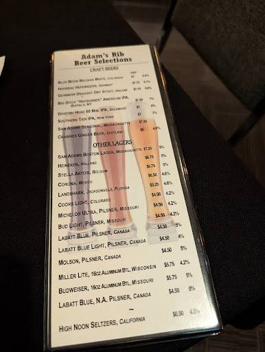Adam's Rib Restaurant меню