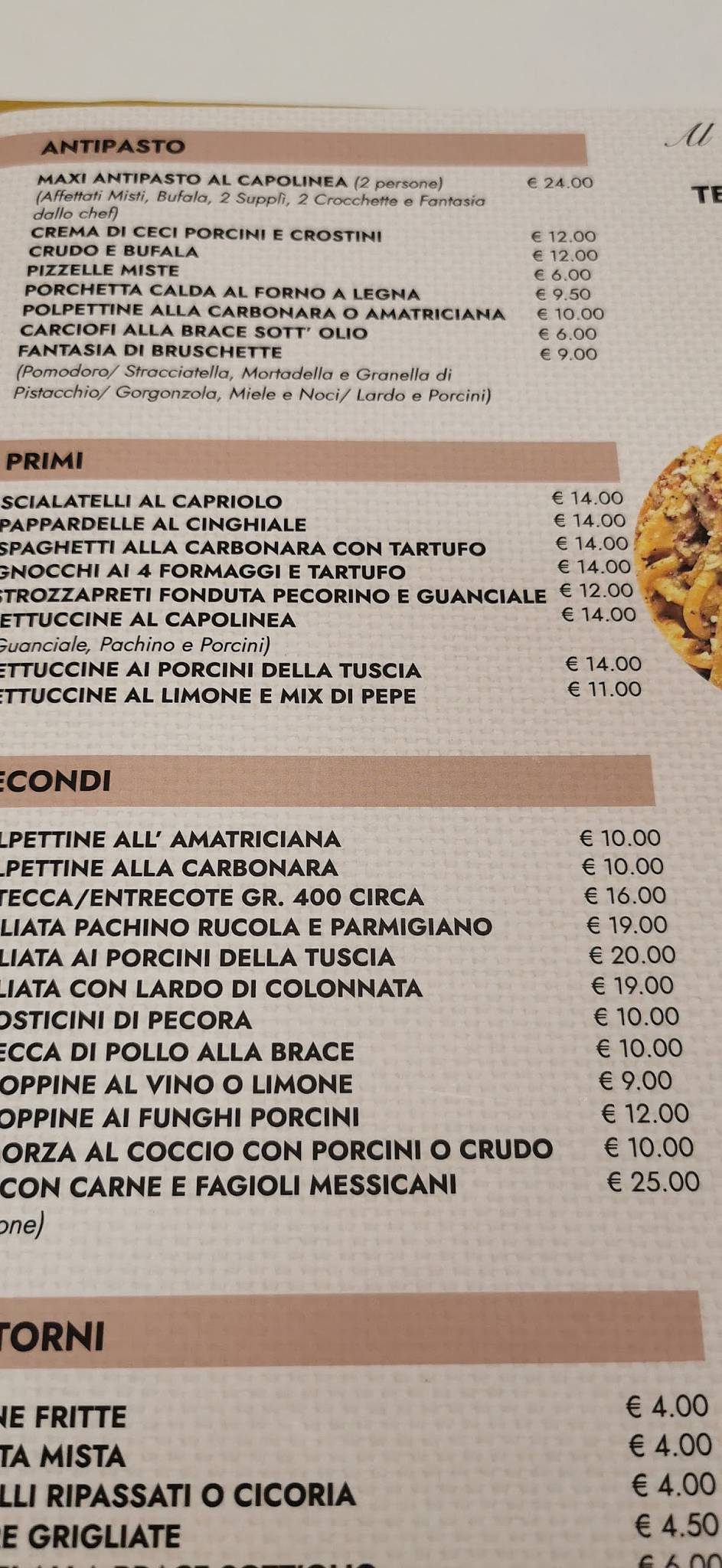 Ristorante Al Capolinea меню