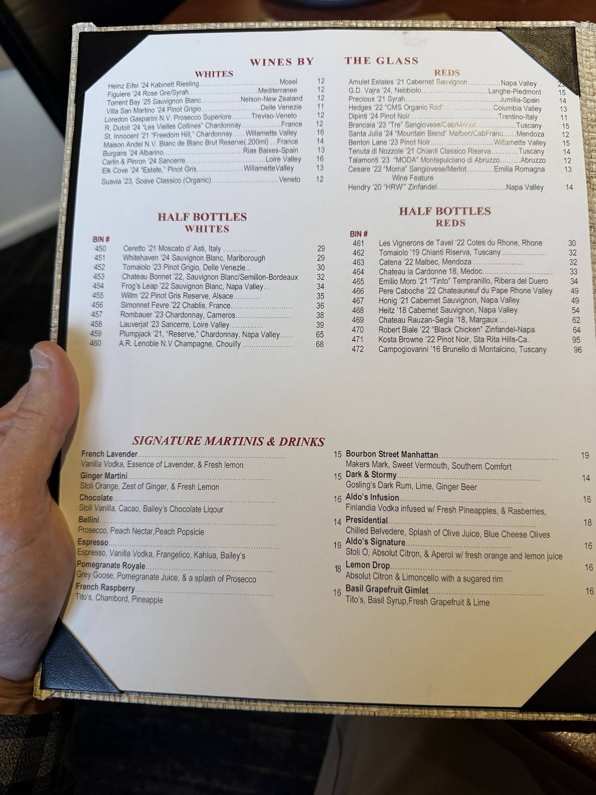 Aldo's Ristorante меню