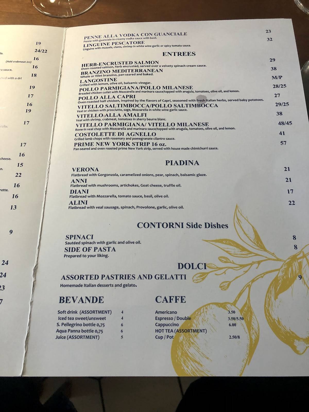 Amalfi Ristorante BYOB меню