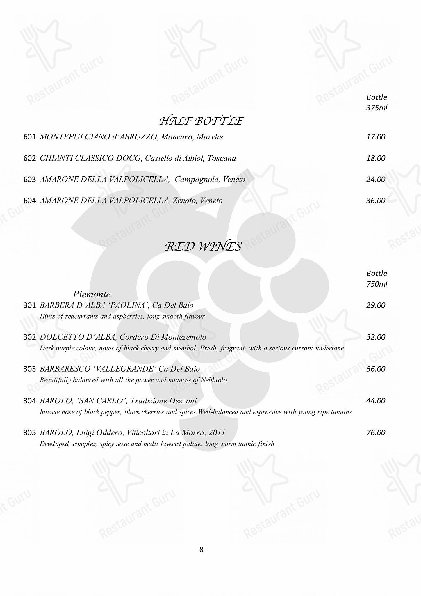 Group Booking Menu ресторана Amarone Kitchen в Бате
