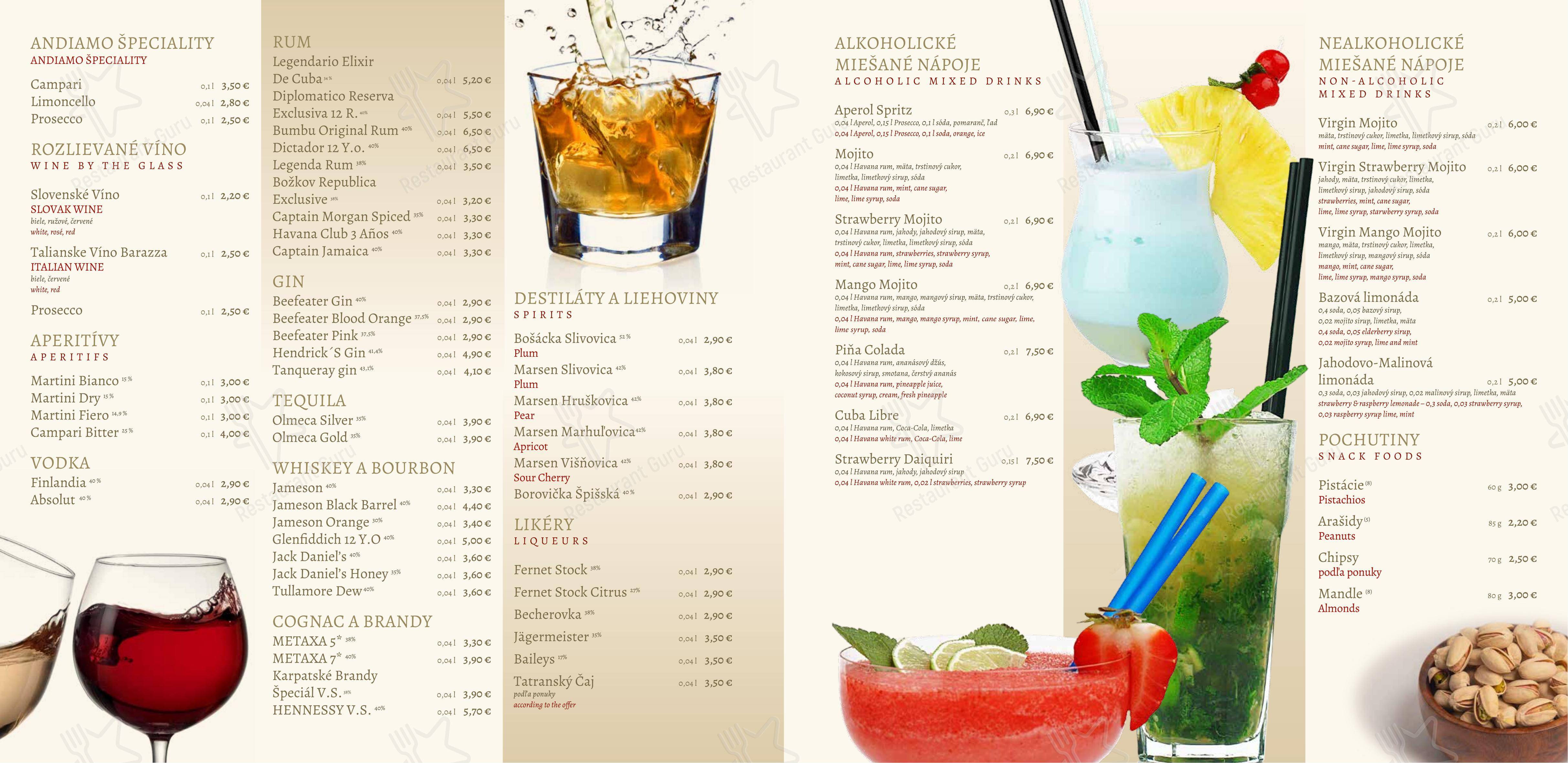 Andiamo в Праге - Lunch Menu