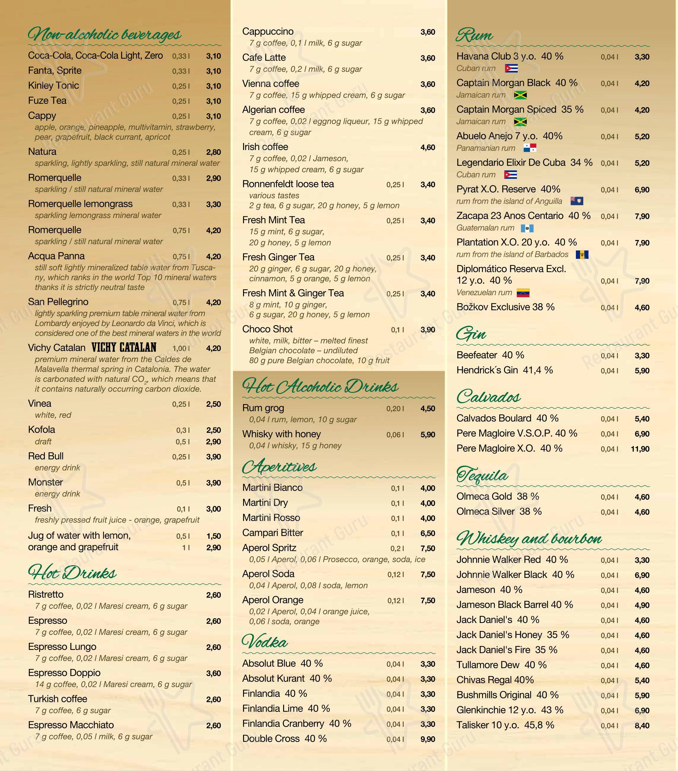 Меню ресторана Andiamo - Dinner Menu