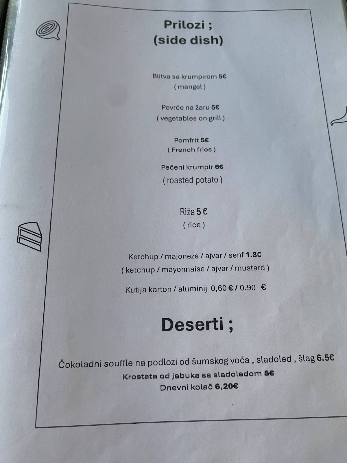 Anić Kostrena меню