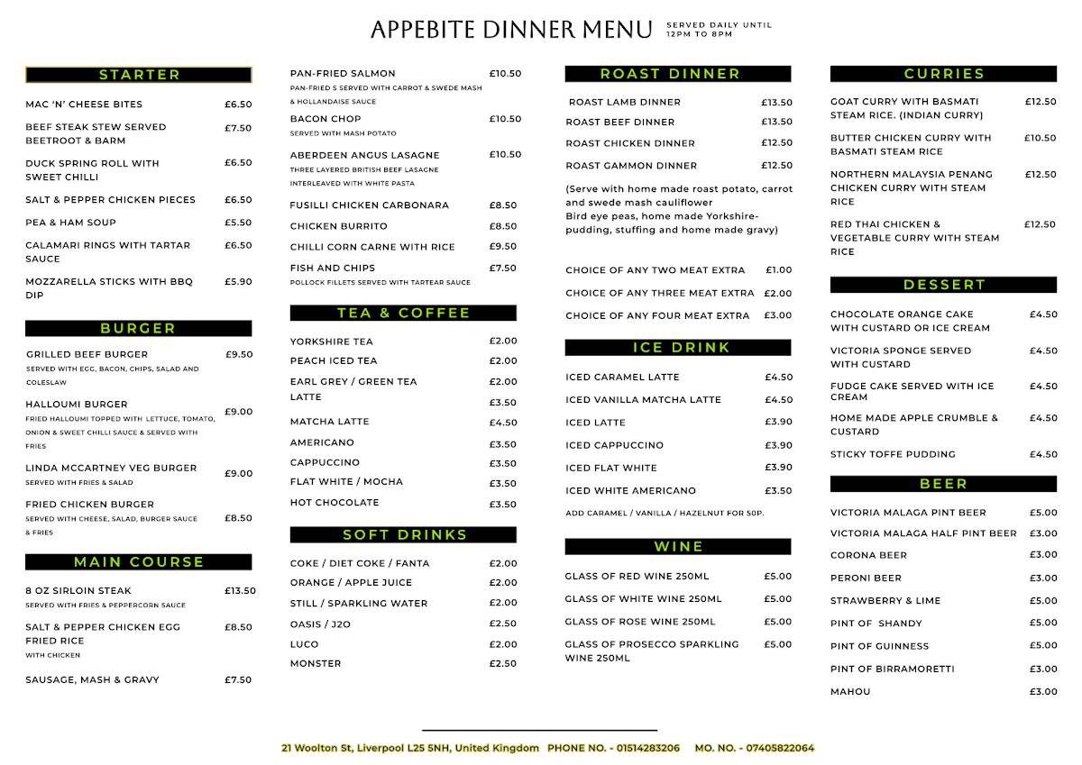 Appebite Bistro меню
