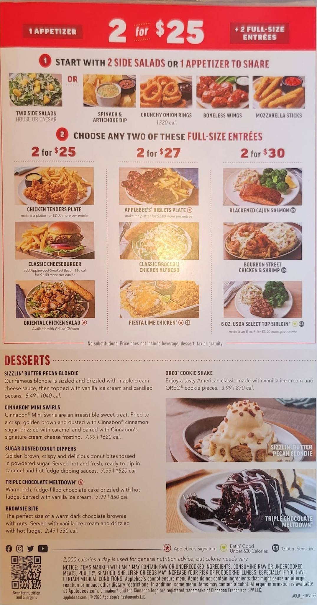 Applebee's Grill + Bar меню