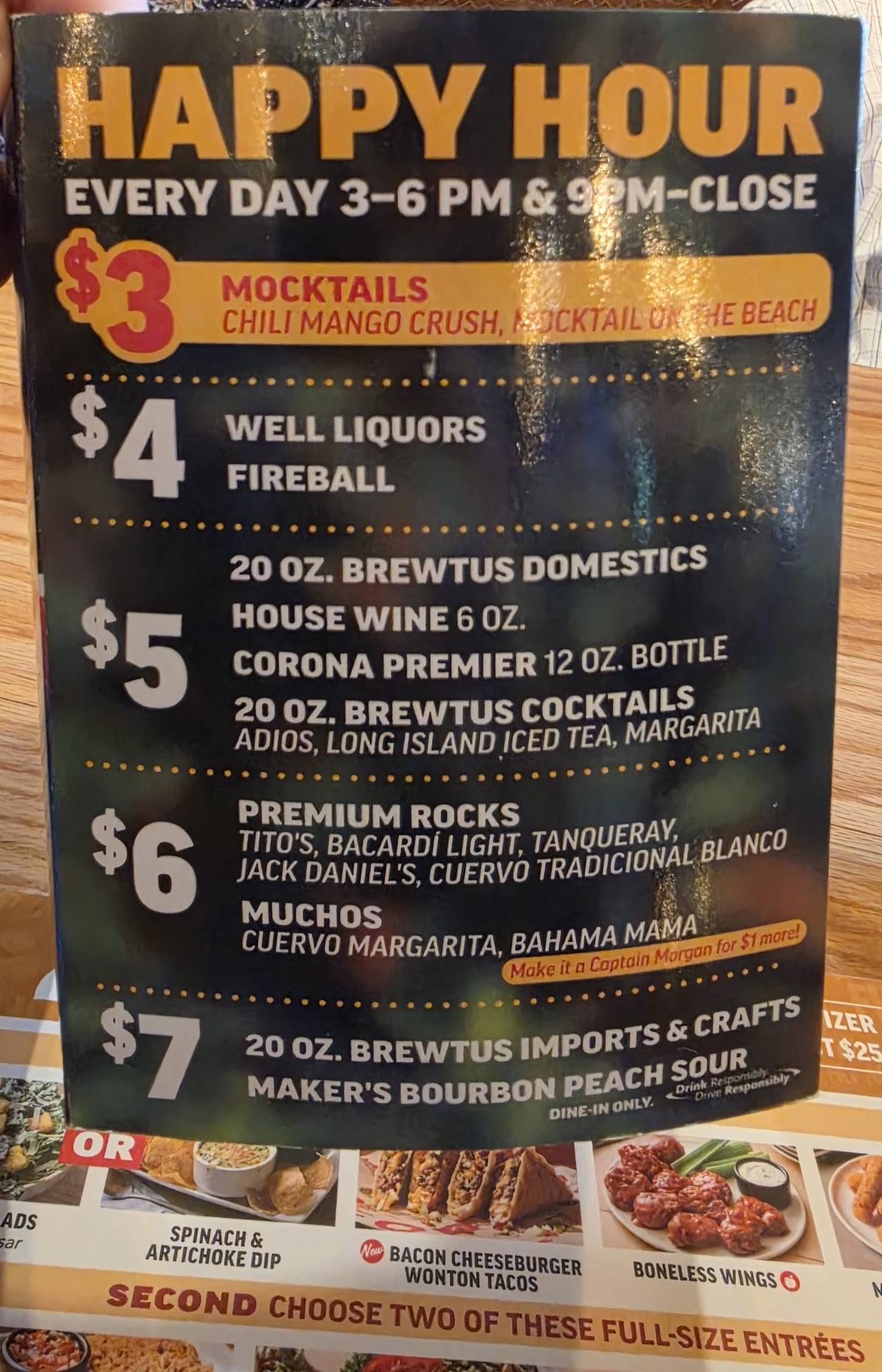 Applebee's Grill + Bar меню