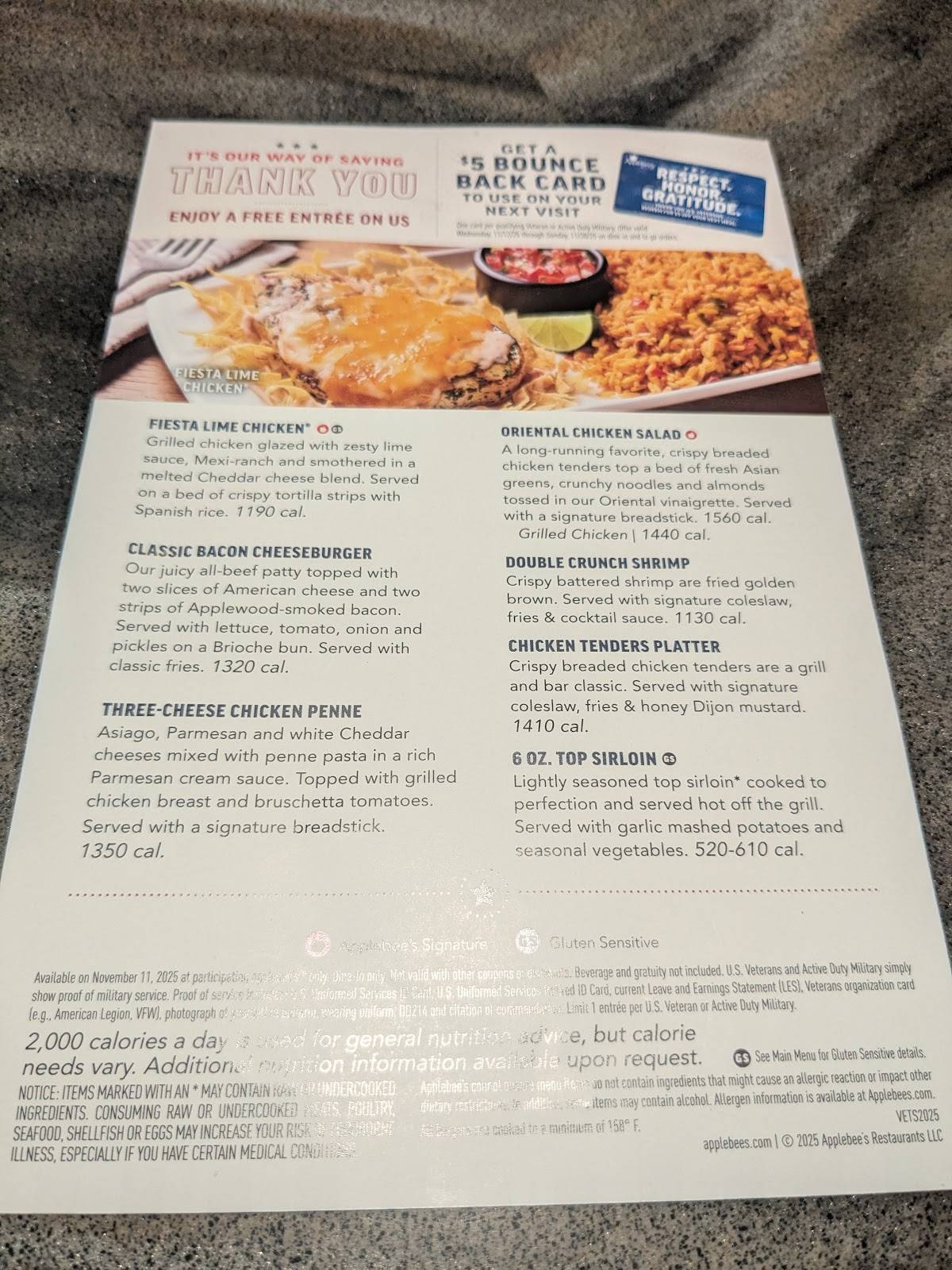 Applebee's Grill + Bar меню