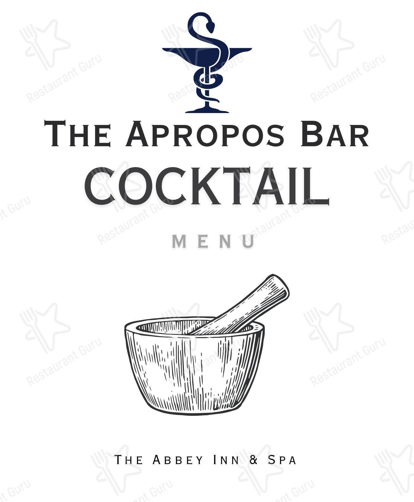 Меню паба и бара Apropos Restaurant at The Abbey Inn - Lunch Menu