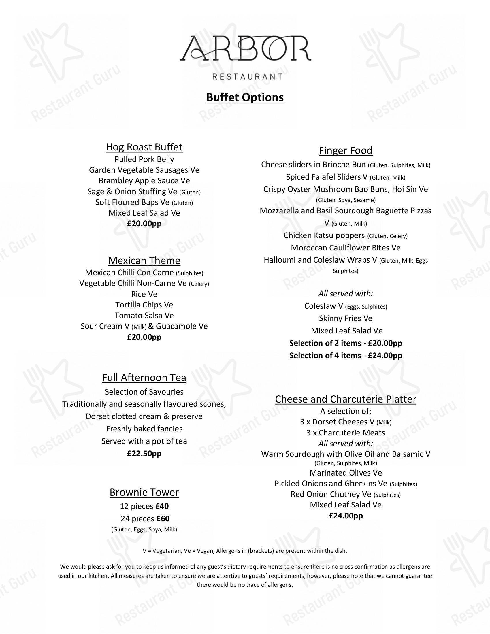 Menu Drinks паба и бара Arbor