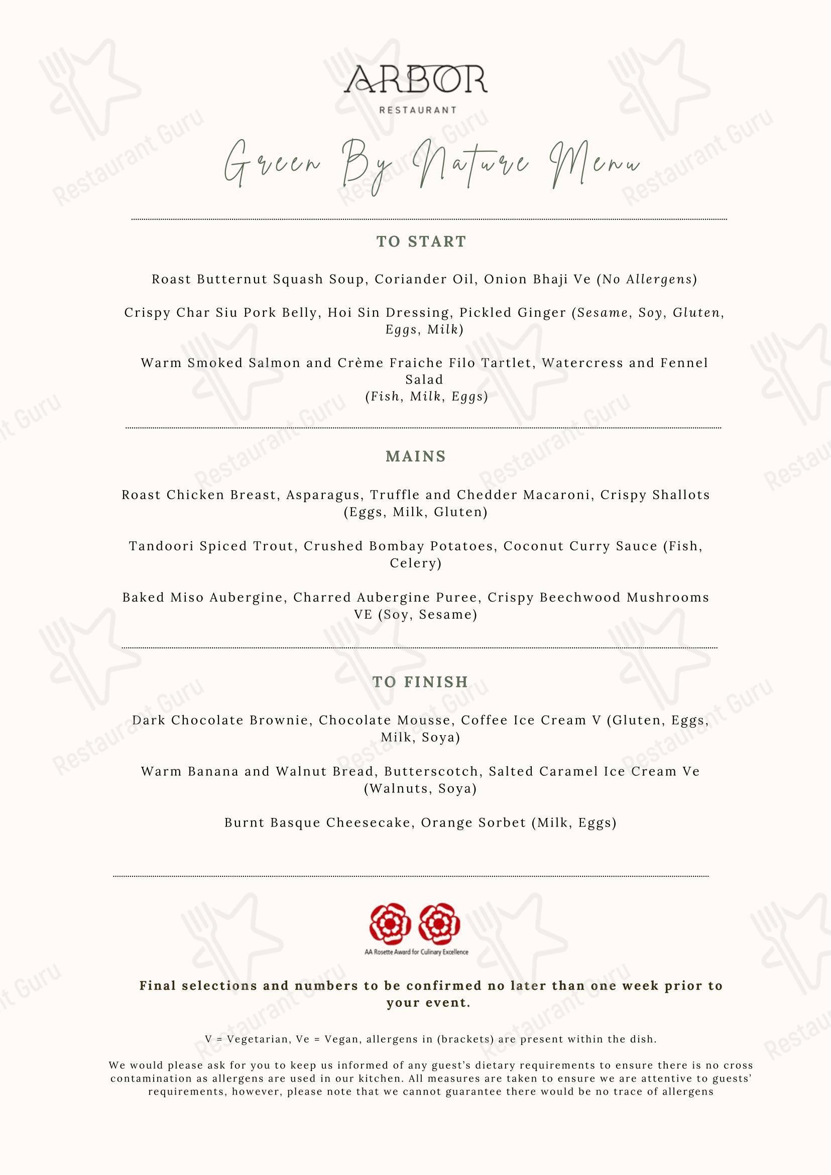Grill menu паба и бара Arbor