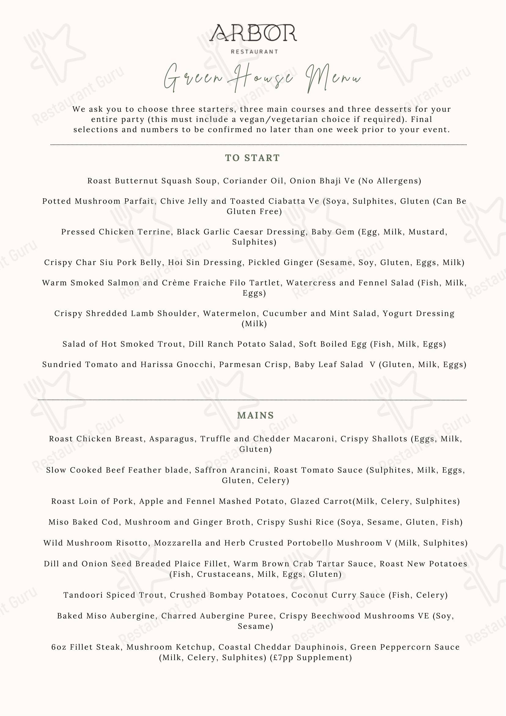 At Home Catering Menu паба и бара Arbor