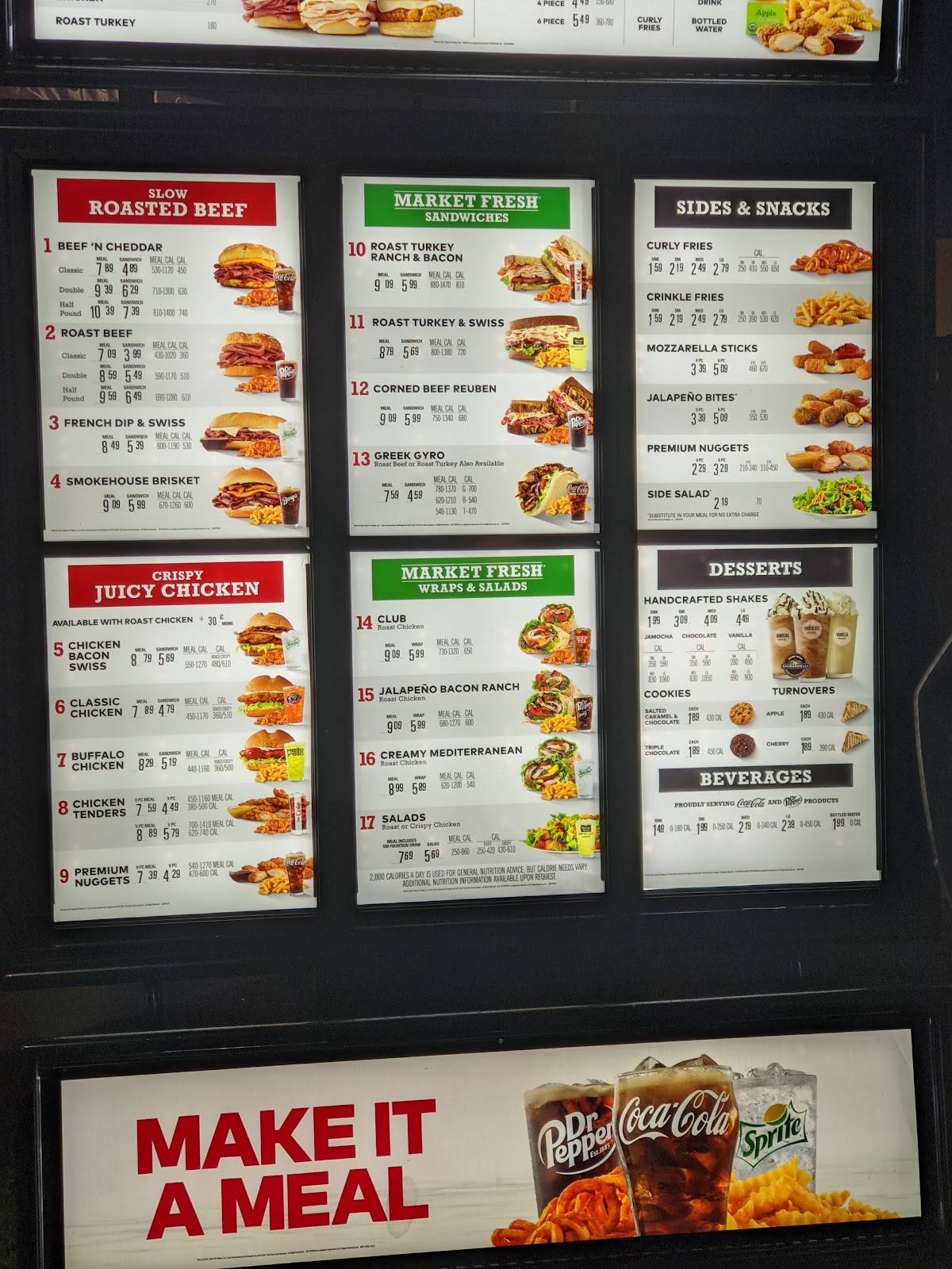 Arby's меню