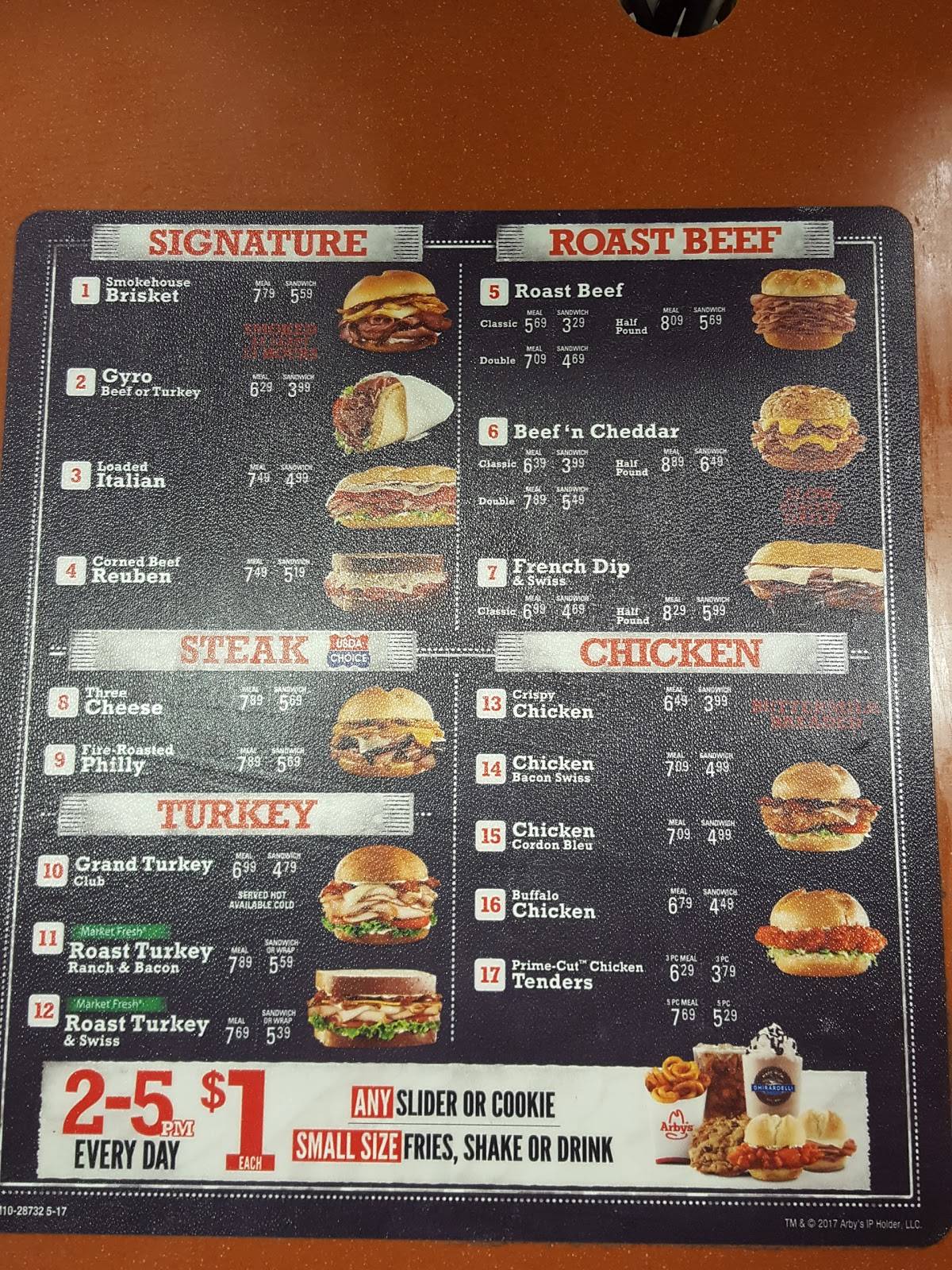 Arby's меню