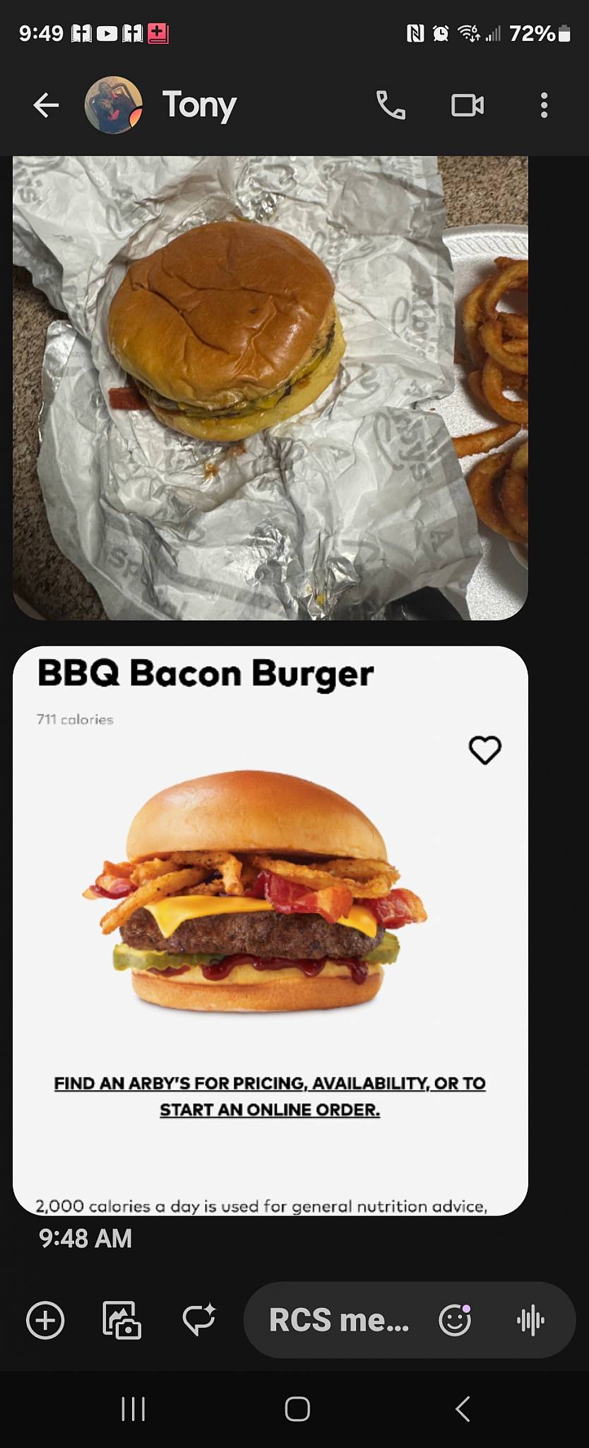 Arby's меню