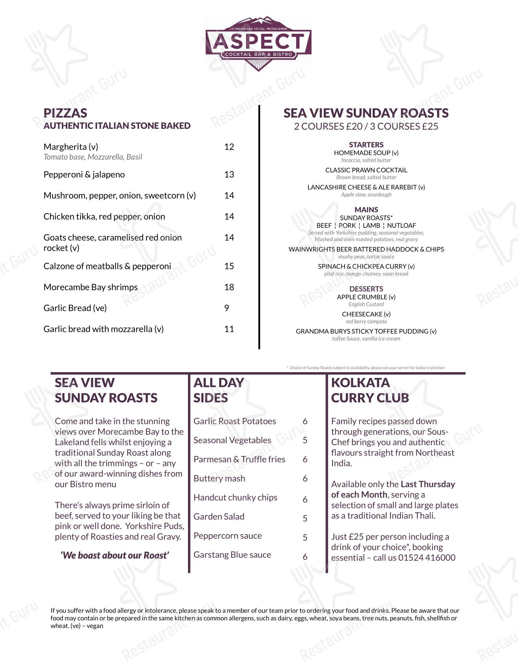 Aspect Bar & Bistro в Моркаме - Коктейльная карта