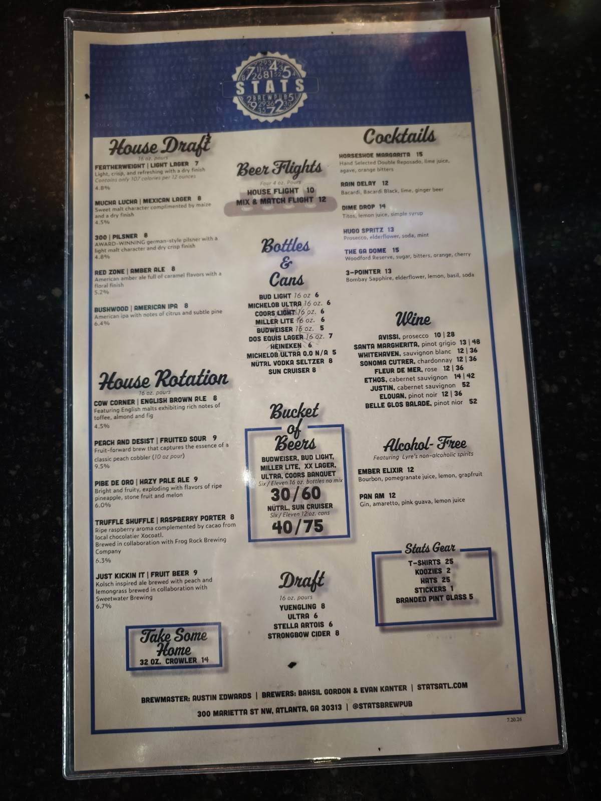 STATS Brewpub меню